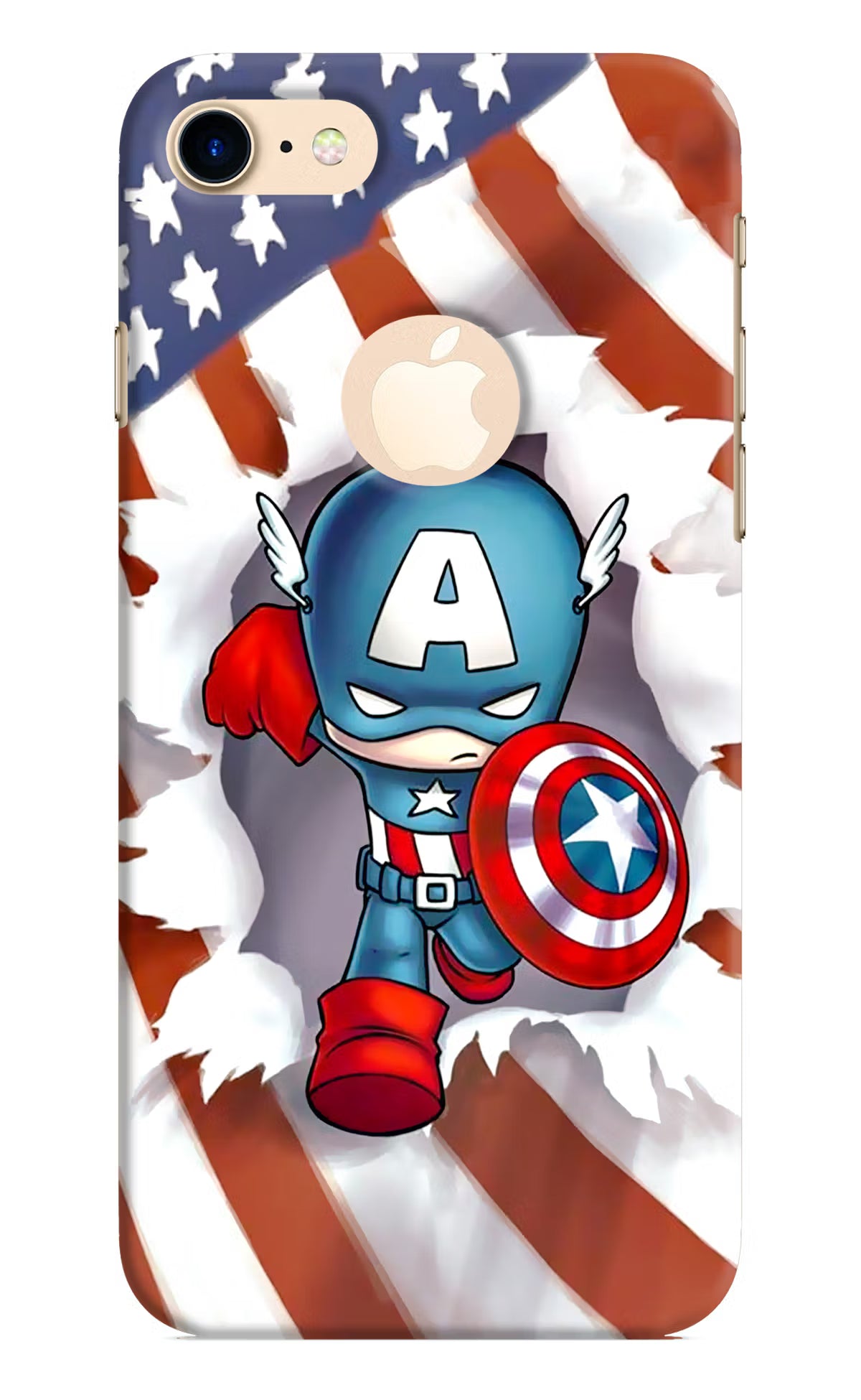 Captain America iPhone 8 Logocut Back Cover - Captain America iPhone 8 Logocut Hard Case Back Cover by Casekaro Captain America iPhone 8 Logocut Hard Case Back Cover by Casekaro