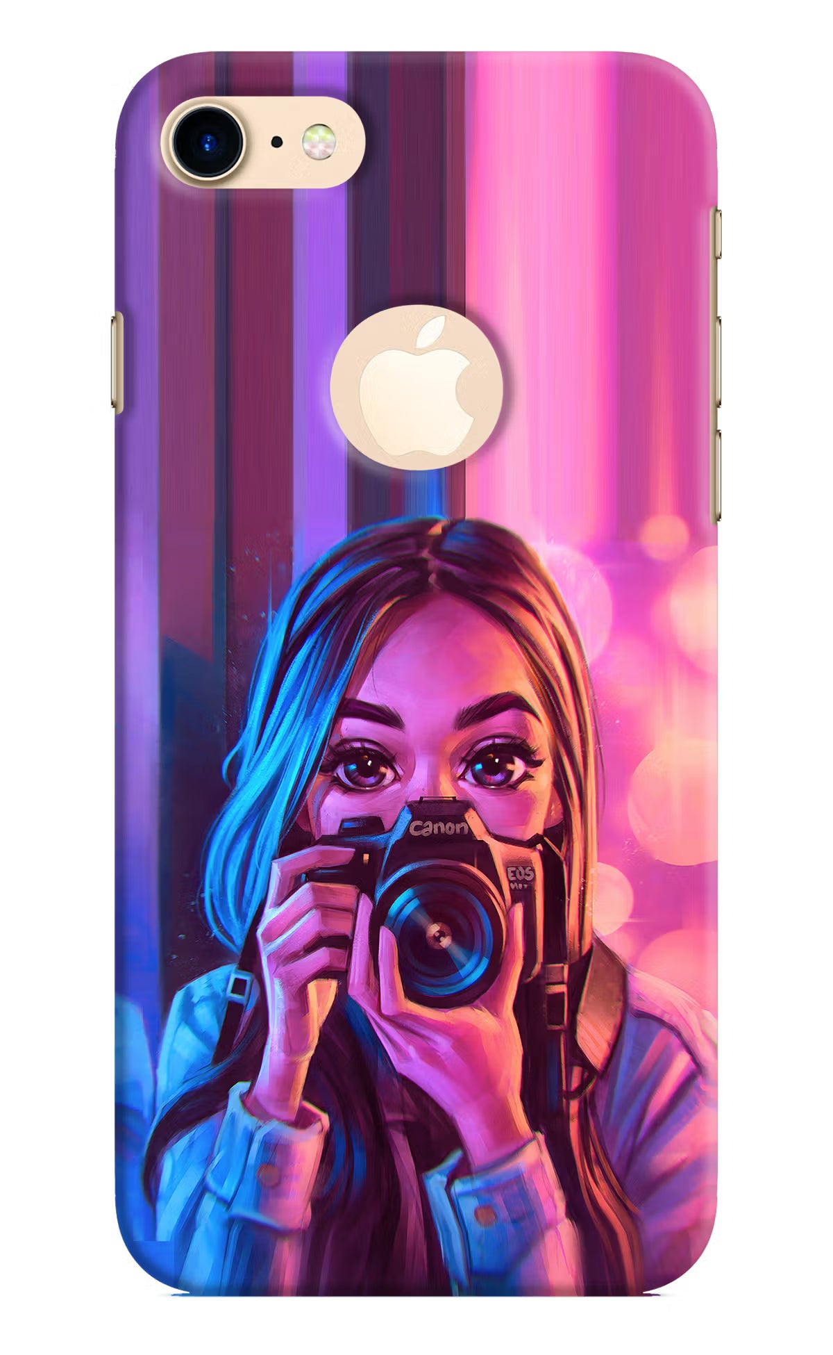 Girl Photographer iPhone 8 Logocut Back Cover - Girl Photographer iPhone 8 Logocut Hard Case Back Cover by Casekaro Girl Photographer iPhone 8 Logocut Hard Case Back Cover by Casekaro