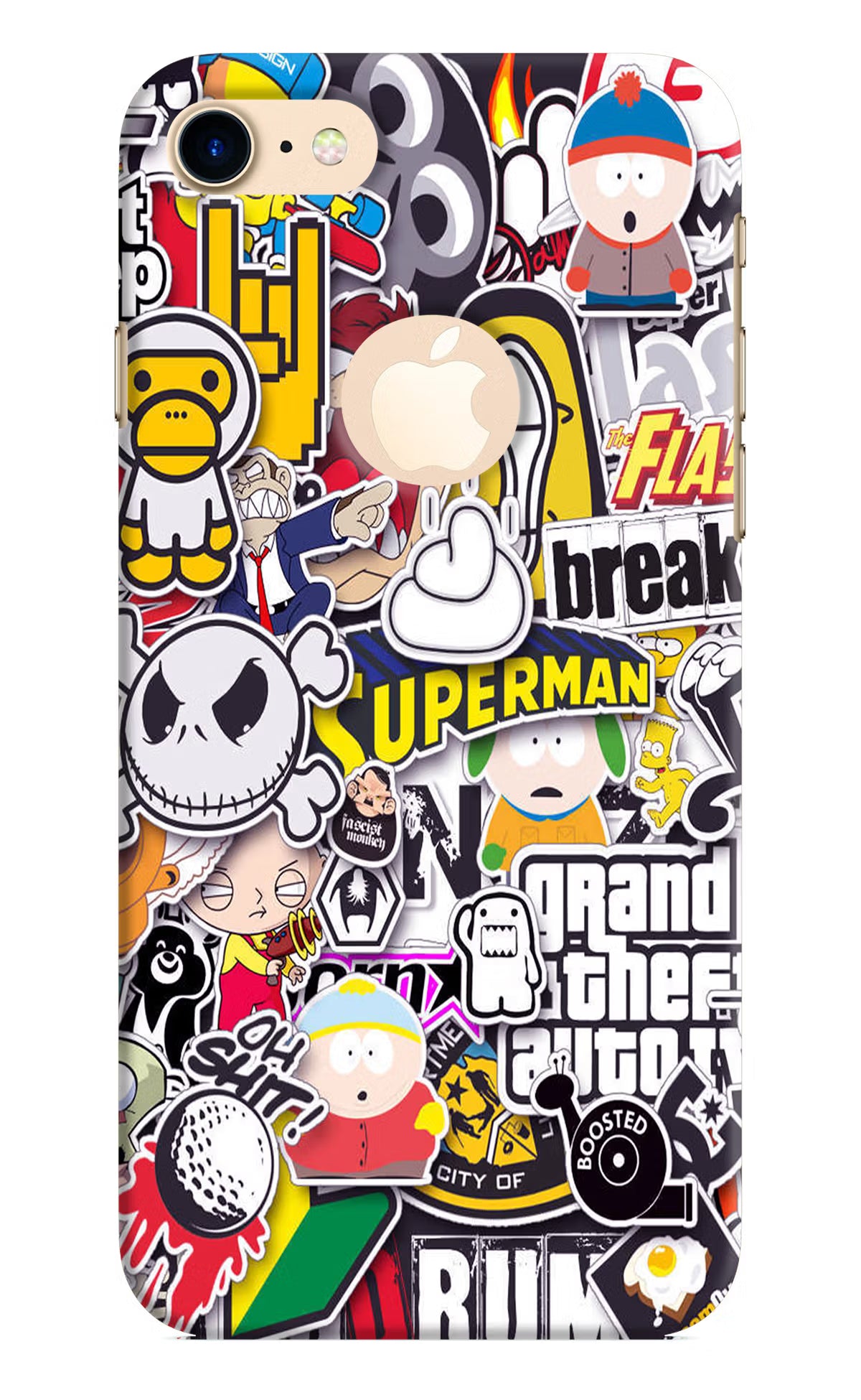 Sticker Bomb iPhone 8 Logocut Back Cover - Sticker Bomb iPhone 8 Logocut Hard Case Back Cover by Casekaro Sticker Bomb iPhone 8 Logocut Hard Case Back Cover by Casekaro