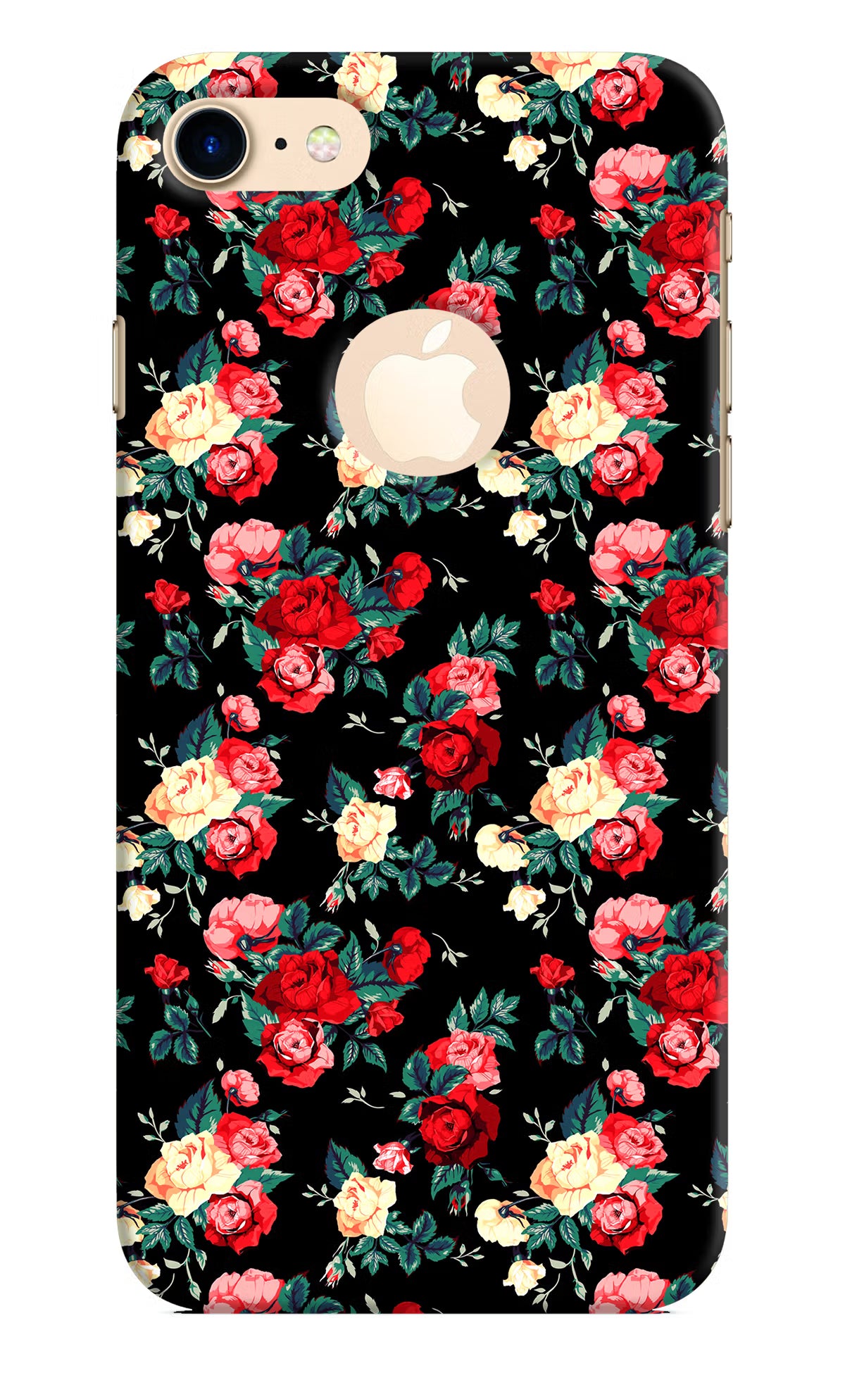 Rose Pattern iPhone 8 Logocut Back Cover - Rose Pattern iPhone 8 Logocut Hard Case Back Cover by Casekaro Rose Pattern iPhone 8 Logocut Hard Case Back Cover by Casekaro