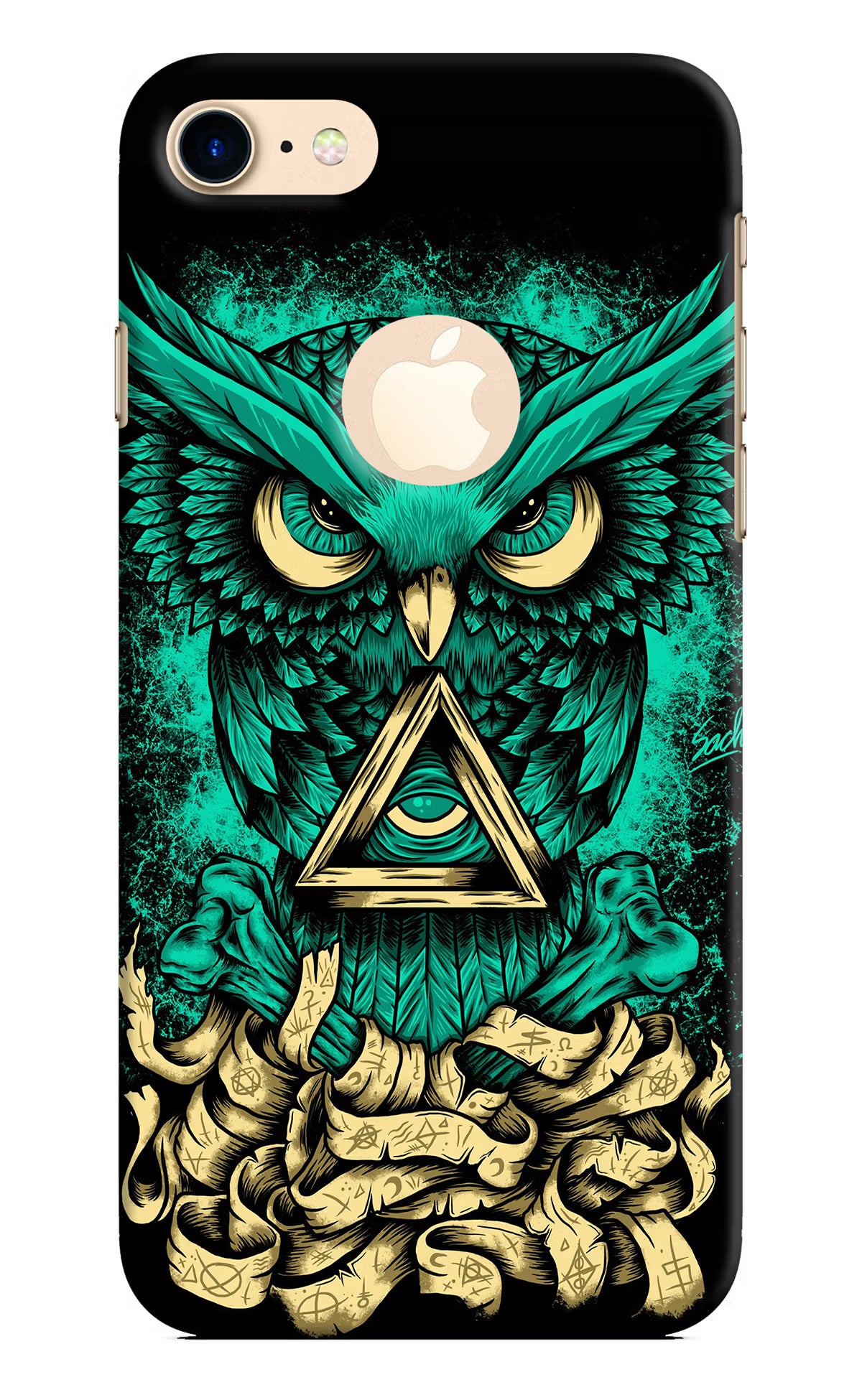 Green Owl iPhone 8 Logocut Back Cover - Green Owl iPhone 8 Logocut Hard Case Back Cover by Casekaro Green Owl iPhone 8 Logocut Hard Case Back Cover by Casekaro