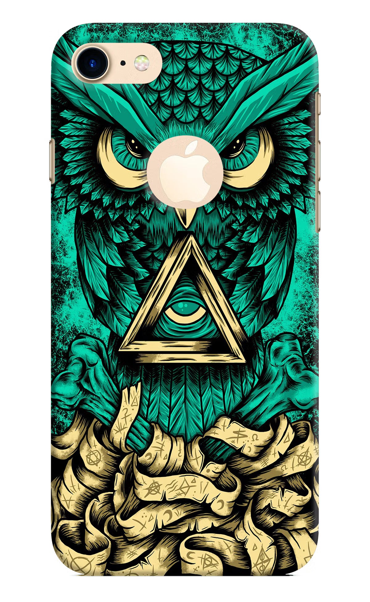 Green Owl iPhone 8 Logocut Back Cover - Green Owl iPhone 8 Logocut Hard Case Back Cover by Casekaro Green Owl iPhone 8 Logocut Hard Case Back Cover by Casekaro
