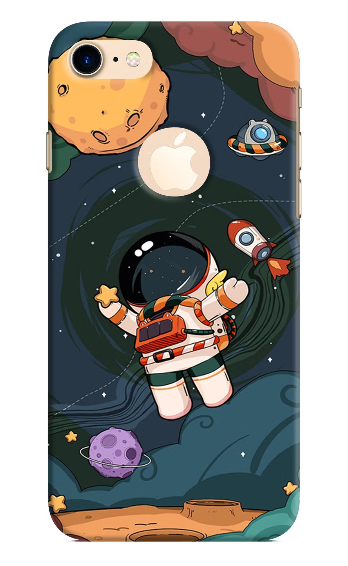 Cartoon Astronaut iPhone 8 Logocut Back Cover - Cartoon Astronaut iPhone 8 Logocut Hard Case Back Cover by Casekaro Cartoon Astronaut iPhone 8 Logocut Hard Case Back Cover by Casekaro