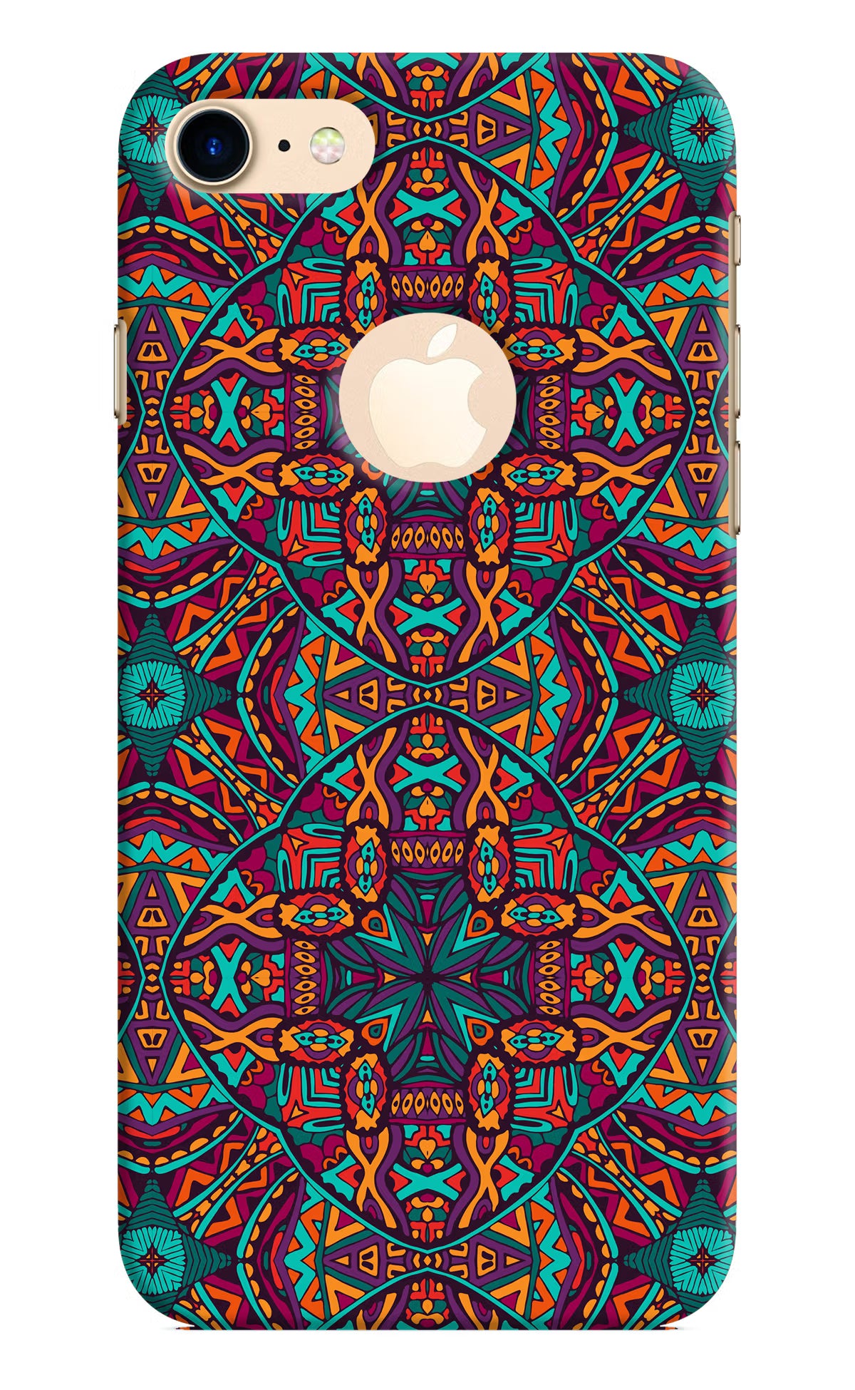 Colour Mandala iPhone 8 Logocut Back Cover - Colour Mandala iPhone 8 Logocut Hard Case Back Cover by Casekaro Colour Mandala iPhone 8 Logocut Hard Case Back Cover by Casekaro