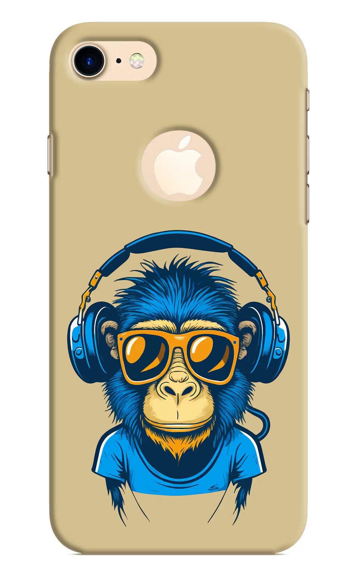 Monkey Headphone iPhone 8 Logocut Back Cover - Monkey Headphone iPhone 8 Logocut Hard Case Back Cover by Casekaro Monkey Headphone iPhone 8 Logocut Hard Case Back Cover by Casekaro