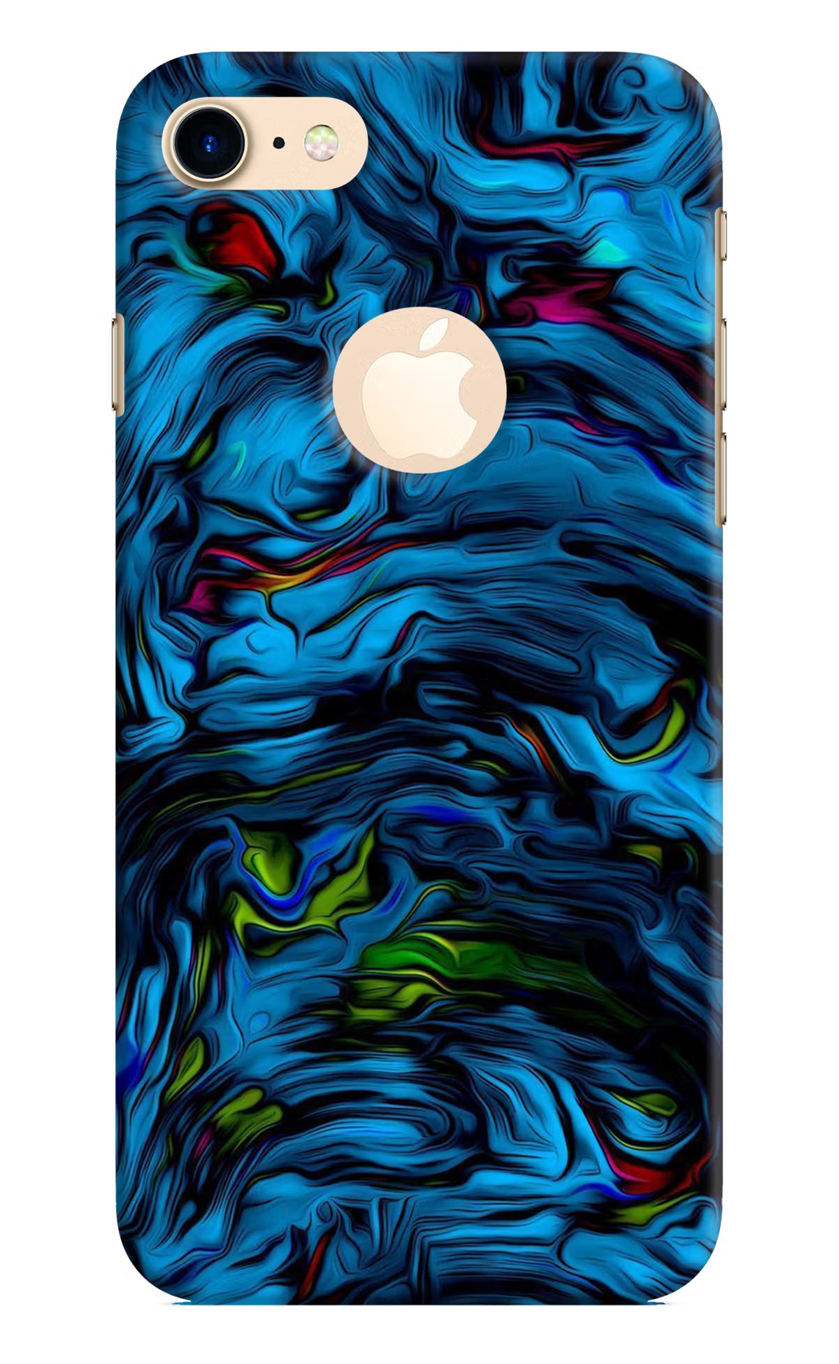 Dark Blue Abstract iPhone 8 Logocut Back Cover - Dark Blue Abstract iPhone 8 Logocut Hard Case Back Cover by Casekaro Dark Blue Abstract iPhone 8 Logocut Hard Case Back Cover by Casekaro