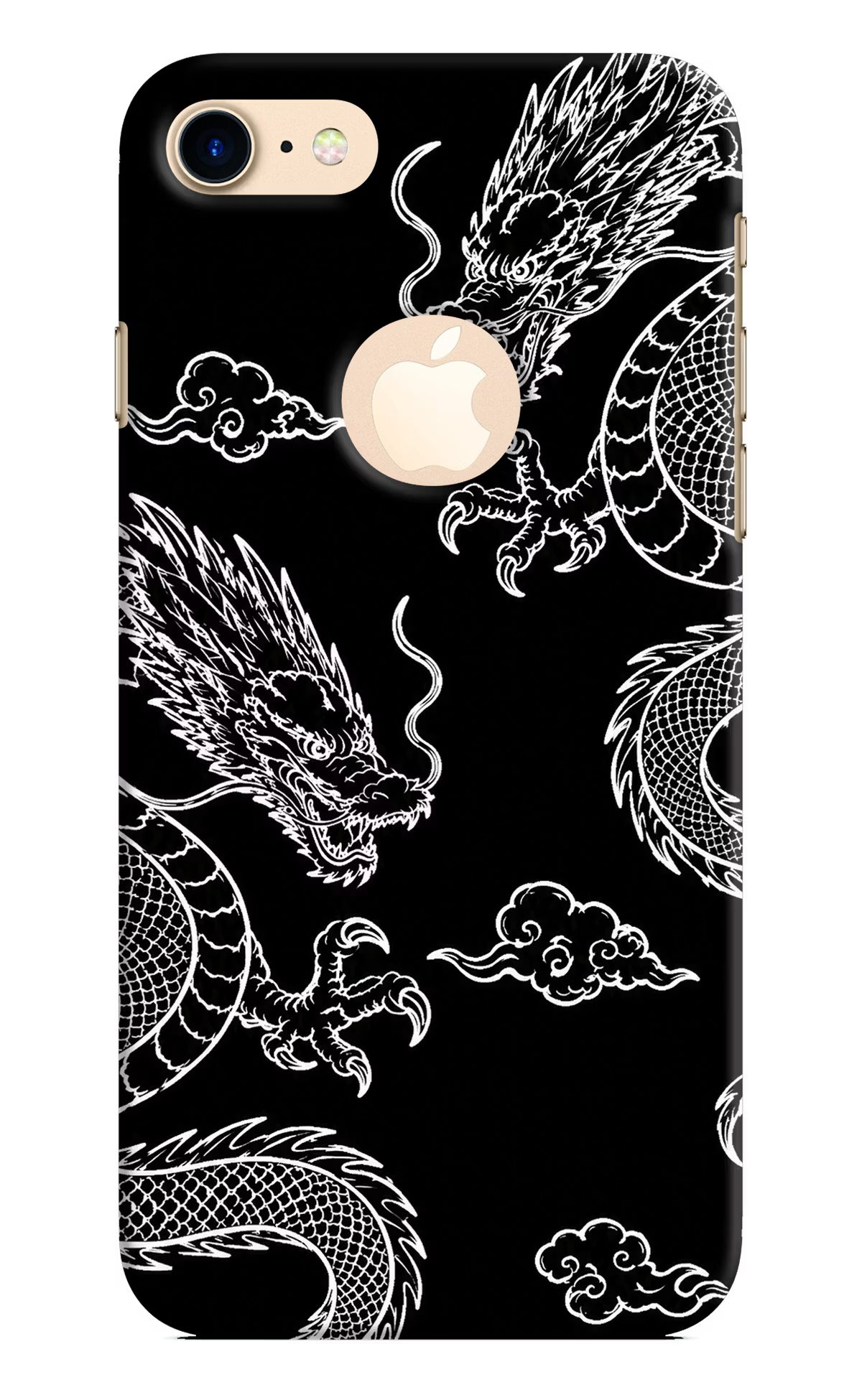 Twin Dragons iPhone 8 Logocut Back Cover - Twin Dragons iPhone 8 Logocut Hard Case Back Cover by Casekaro Twin Dragons iPhone 8 Logocut Hard Case Back Cover by Casekaro