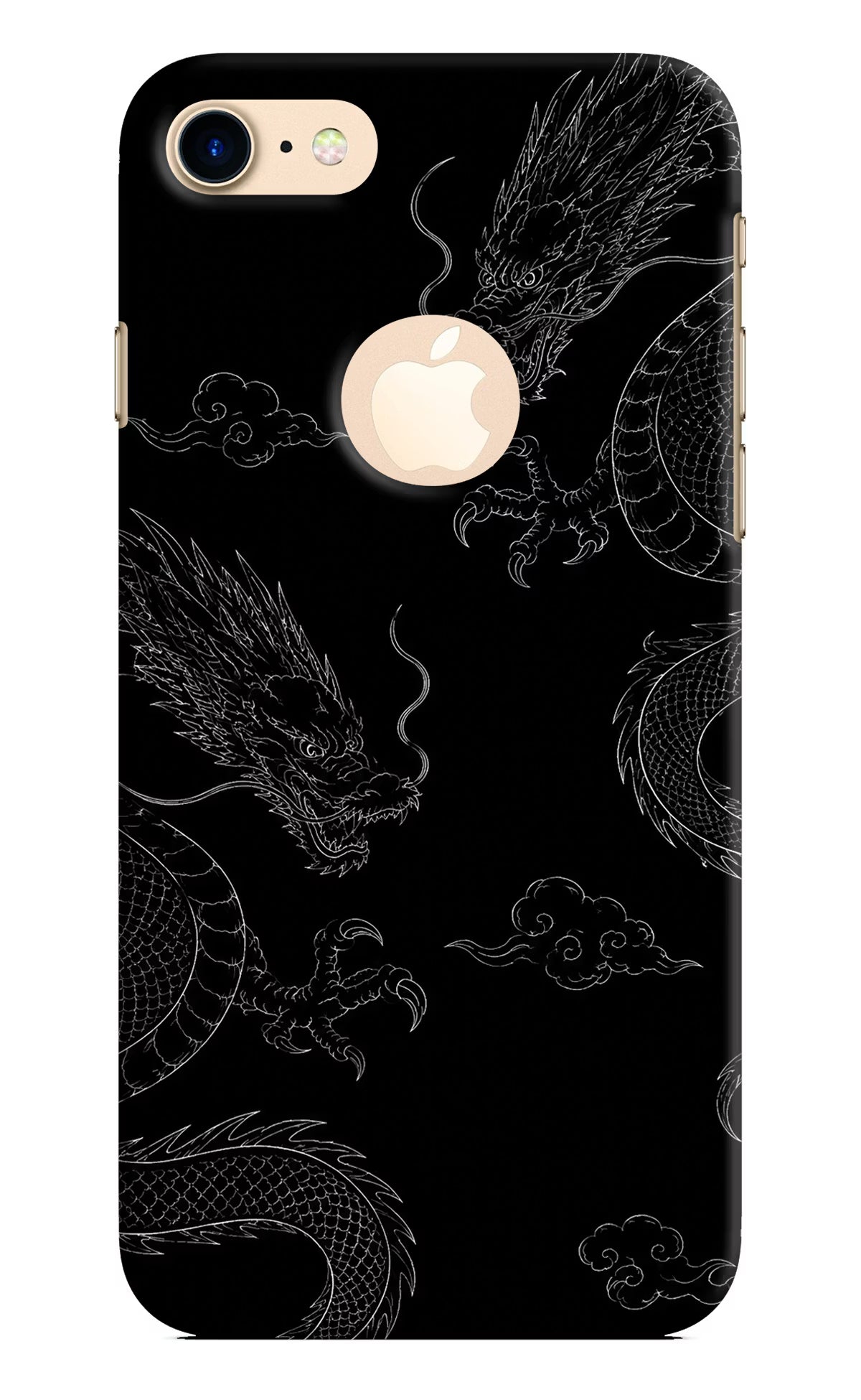 Twin Dragons iPhone 8 Logocut Back Cover - Twin Dragons iPhone 8 Logocut Hard Case Back Cover by Casekaro Twin Dragons iPhone 8 Logocut Hard Case Back Cover by Casekaro