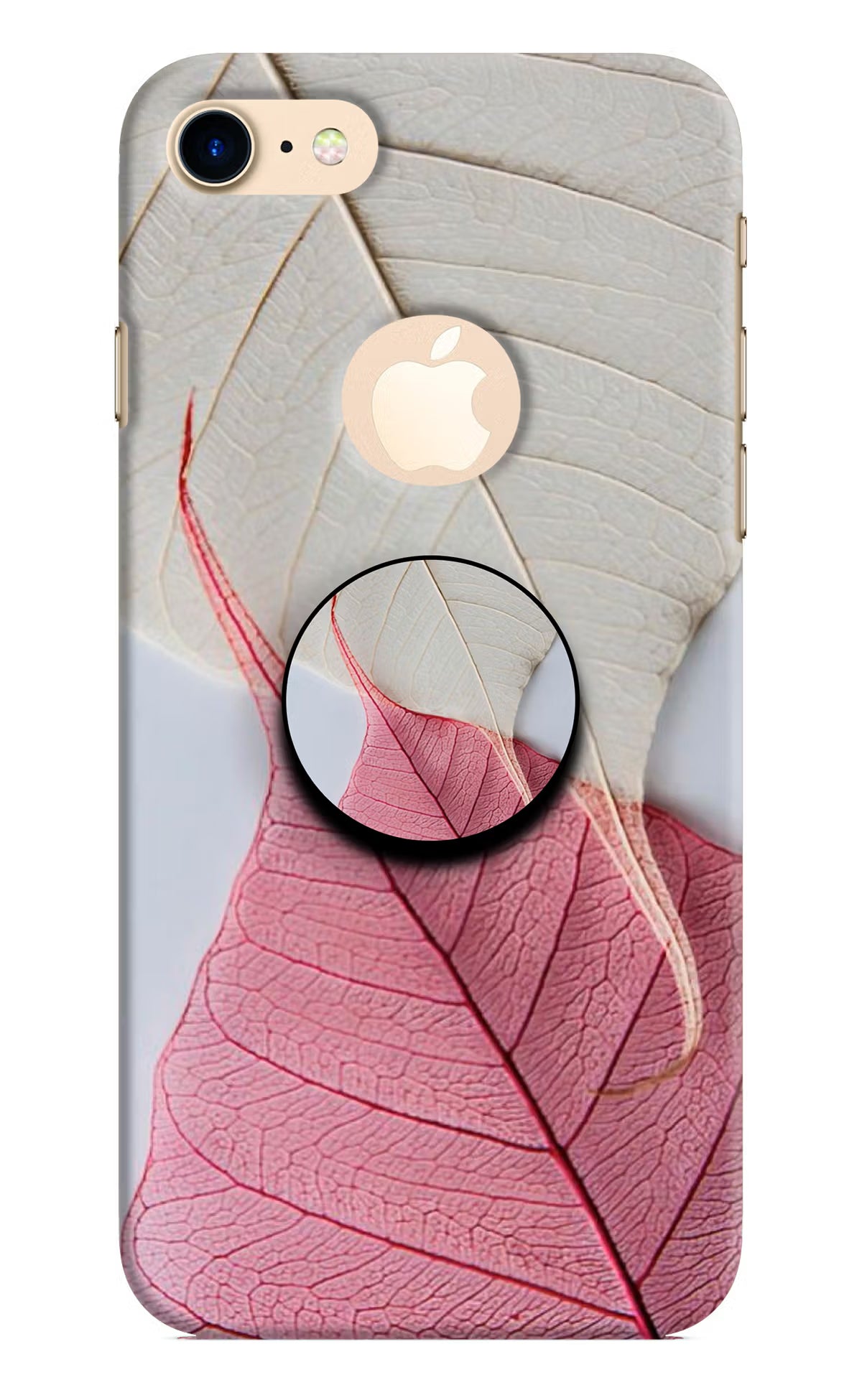 White Pink Leaf iPhone 8 Logocut Pop Case - White Pink Leaf iPhone 8 Logocut Pop Case by Casekaro White Pink Leaf iPhone 8 Logocut Pop Case by Casekaro