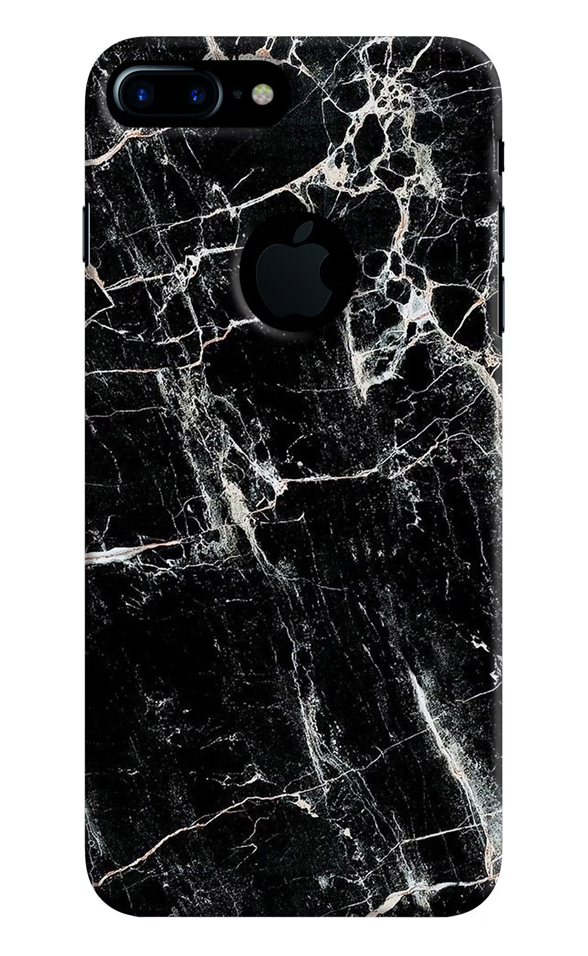 Black Marble Texture iPhone 7 Plus Logocut Back Cover - Black Marble Texture iPhone 7 Plus Logocut Hard Case Back Cover by Casekaro Black Marble Texture iPhone 7 Plus Logocut Hard Case Back Cover by Casekaro