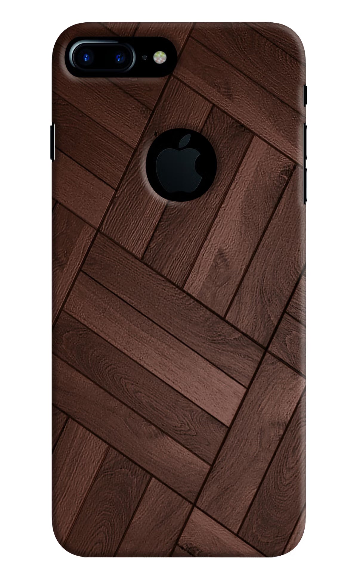 Wooden Texture Design iPhone 7 Plus Logocut Back Cover - Wooden Texture Design iPhone 7 Plus Logocut Hard Case Back Cover by Casekaro Wooden Texture Design iPhone 7 Plus Logocut Hard Case Back Cover by Casekaro