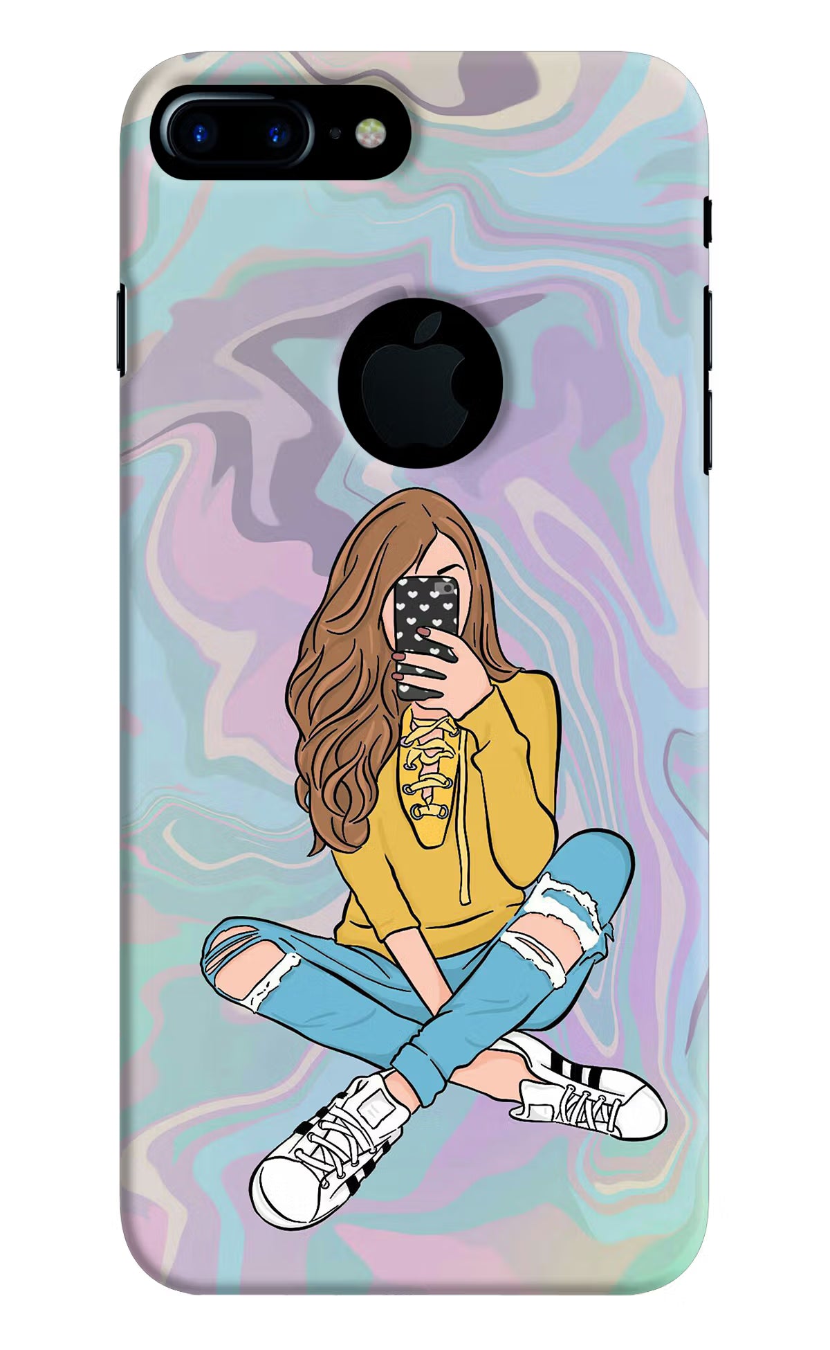 Selfie Girl iPhone 7 Plus Logocut Back Cover - Selfie Girl iPhone 7 Plus Logocut Hard Case Back Cover by Casekaro Selfie Girl iPhone 7 Plus Logocut Hard Case Back Cover by Casekaro