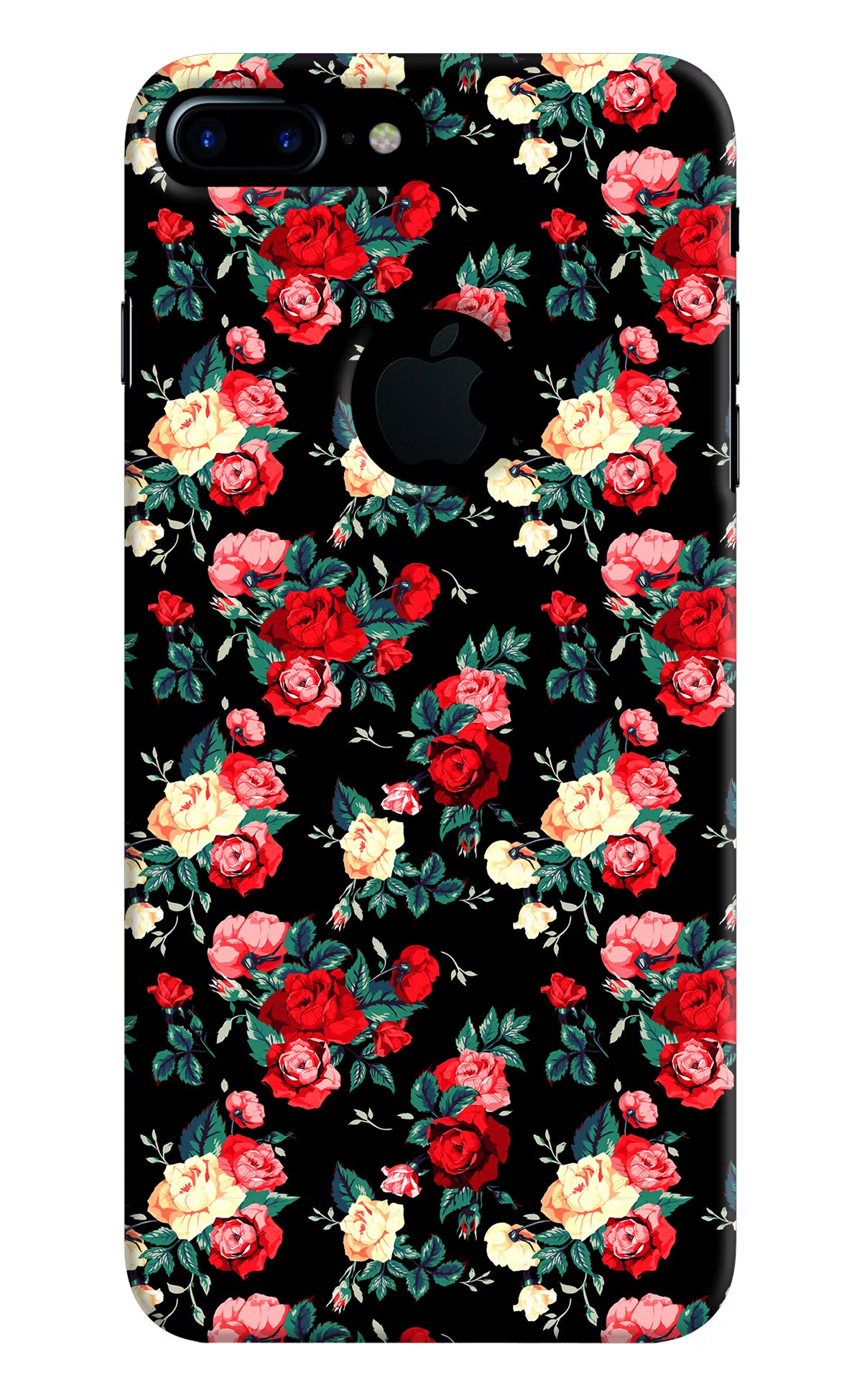 Rose Pattern iPhone 7 Plus Logocut Back Cover - Rose Pattern iPhone 7 Plus Logocut Hard Case Back Cover by Casekaro Rose Pattern iPhone 7 Plus Logocut Hard Case Back Cover by Casekaro
