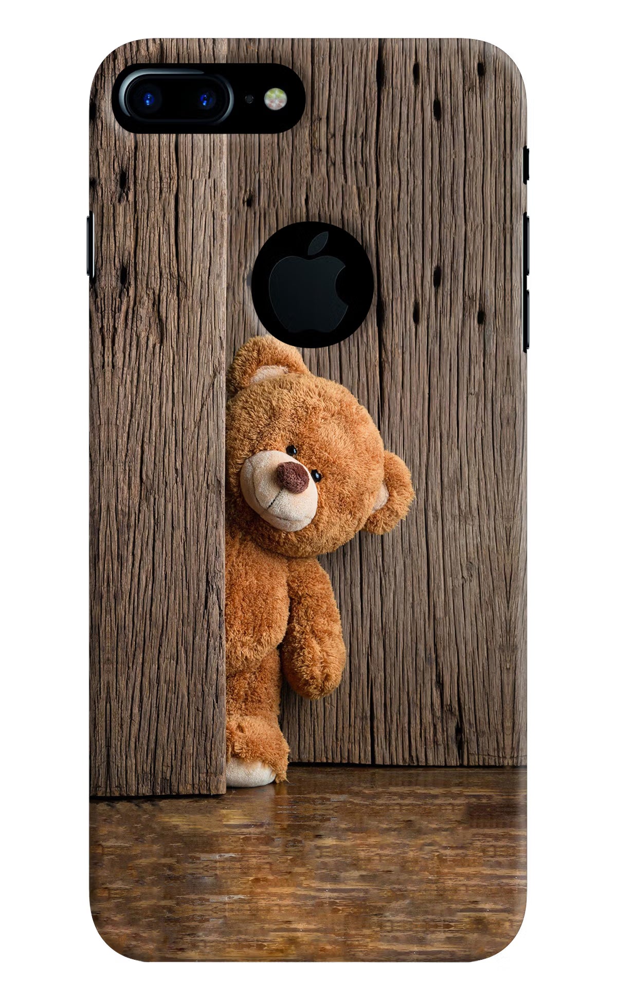 Teddy Wooden iPhone 7 Plus Logocut Back Cover - Teddy Wooden iPhone 7 Plus Logocut Hard Case Back Cover by Casekaro Teddy Wooden iPhone 7 Plus Logocut Hard Case Back Cover by Casekaro