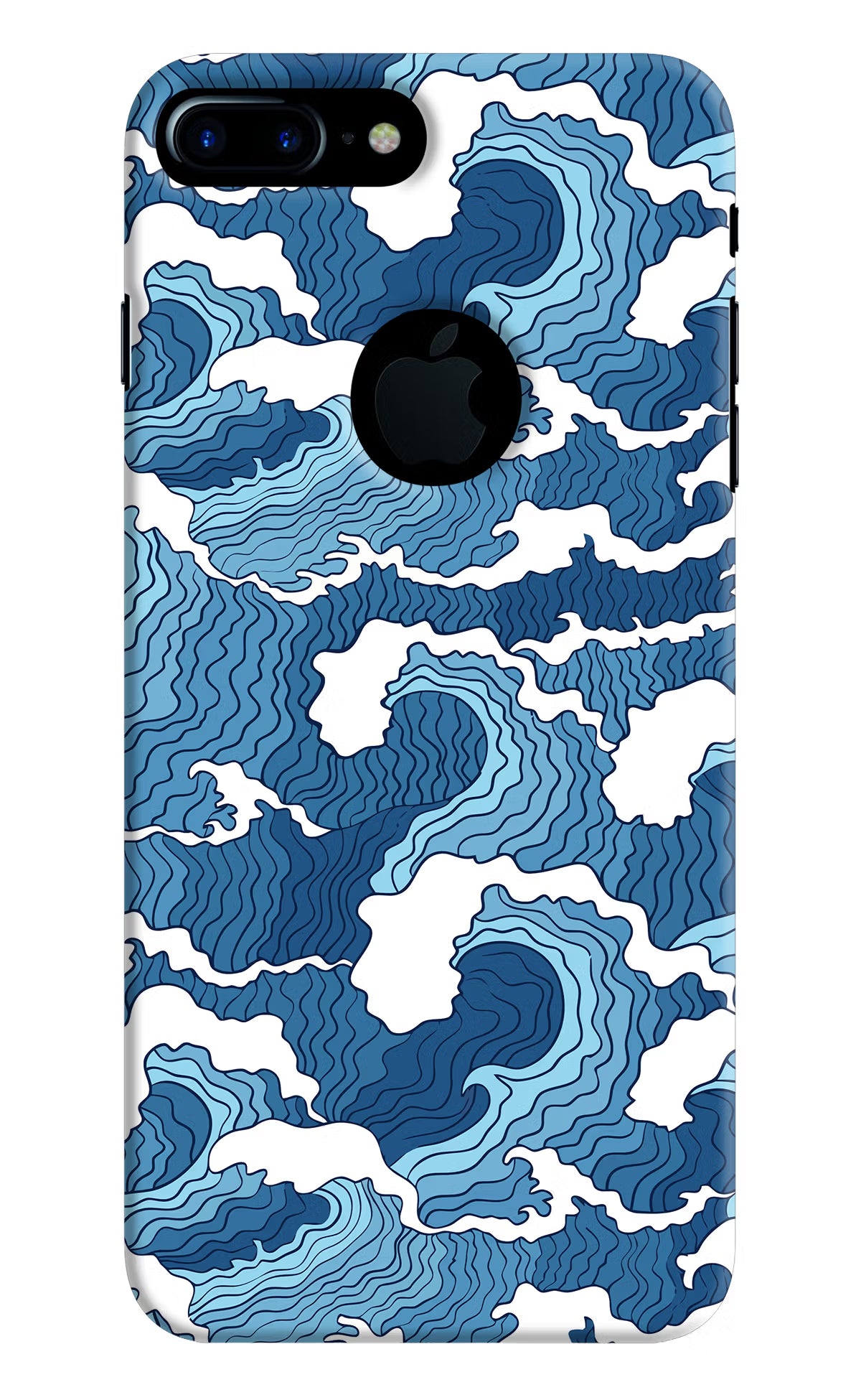 Blue Waves iPhone 7 Plus Logocut Back Cover - Blue Waves iPhone 7 Plus Logocut Hard Case Back Cover by Casekaro Blue Waves iPhone 7 Plus Logocut Hard Case Back Cover by Casekaro
