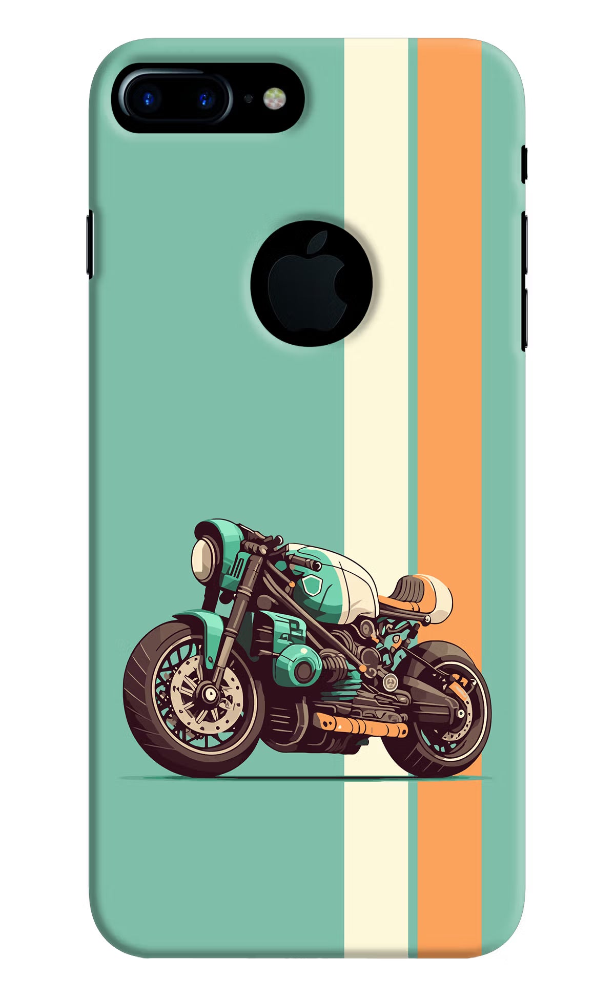 Striped Moto Drift iPhone 7 Plus Logocut Back Cover - Striped Moto Drift iPhone 7 Plus Logocut Hard Case Back Cover by Casekaro Striped Moto Drift iPhone 7 Plus Logocut Hard Case Back Cover by Casekaro