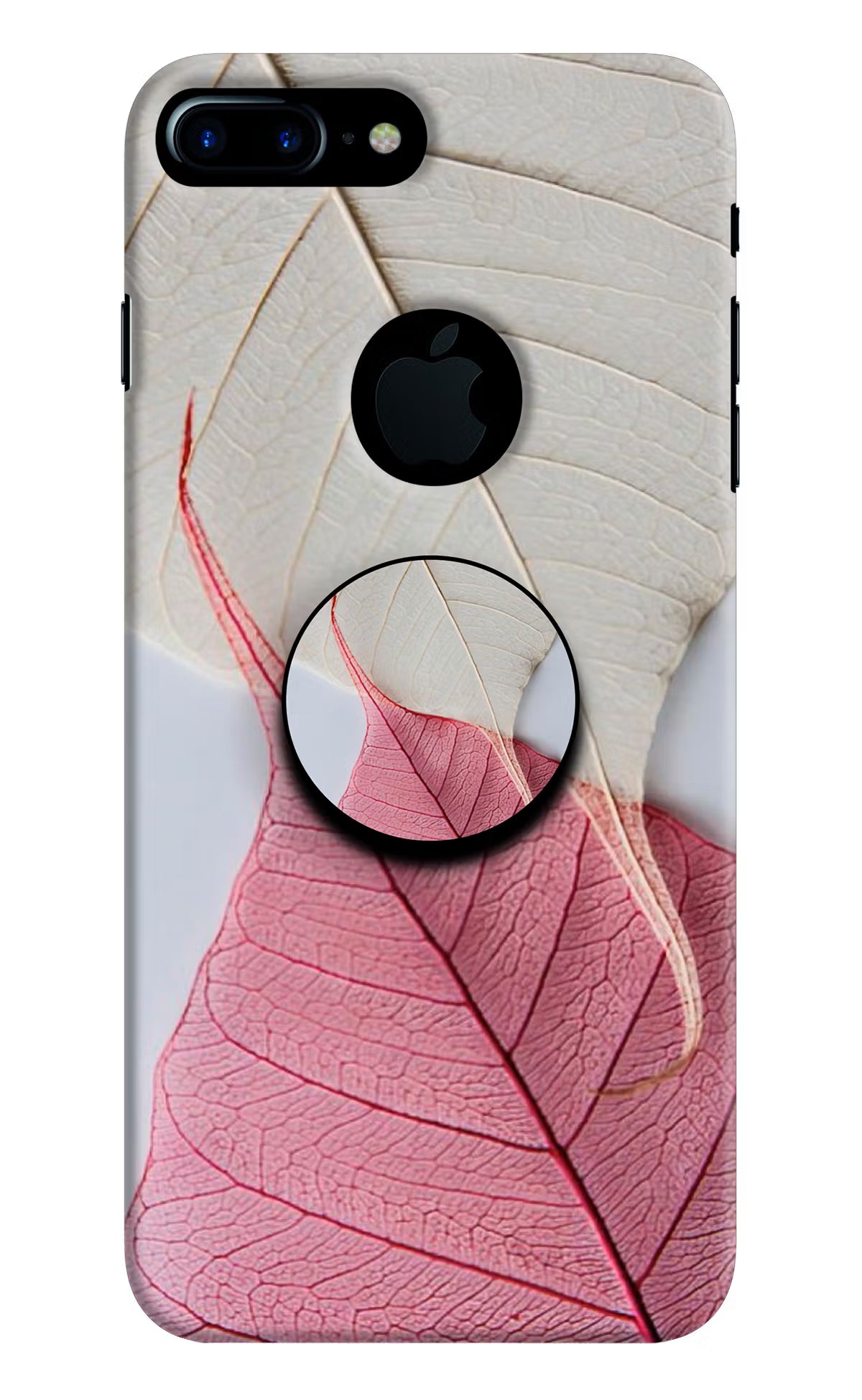 White Pink Leaf iPhone 7 Plus Logocut Pop Case - White Pink Leaf iPhone 7 Plus Logocut Pop Case by Casekaro White Pink Leaf iPhone 7 Plus Logocut Pop Case by Casekaro