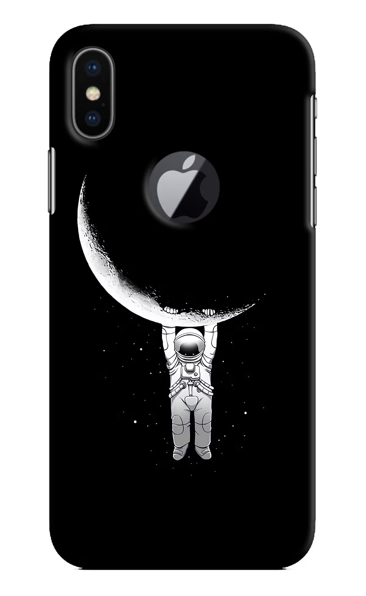 Moon Space iPhone X Logocut Back Cover - Moon Space iPhone X Logocut Hard Case Back Cover by Casekaro Moon Space iPhone X Logocut Hard Case Back Cover by Casekaro