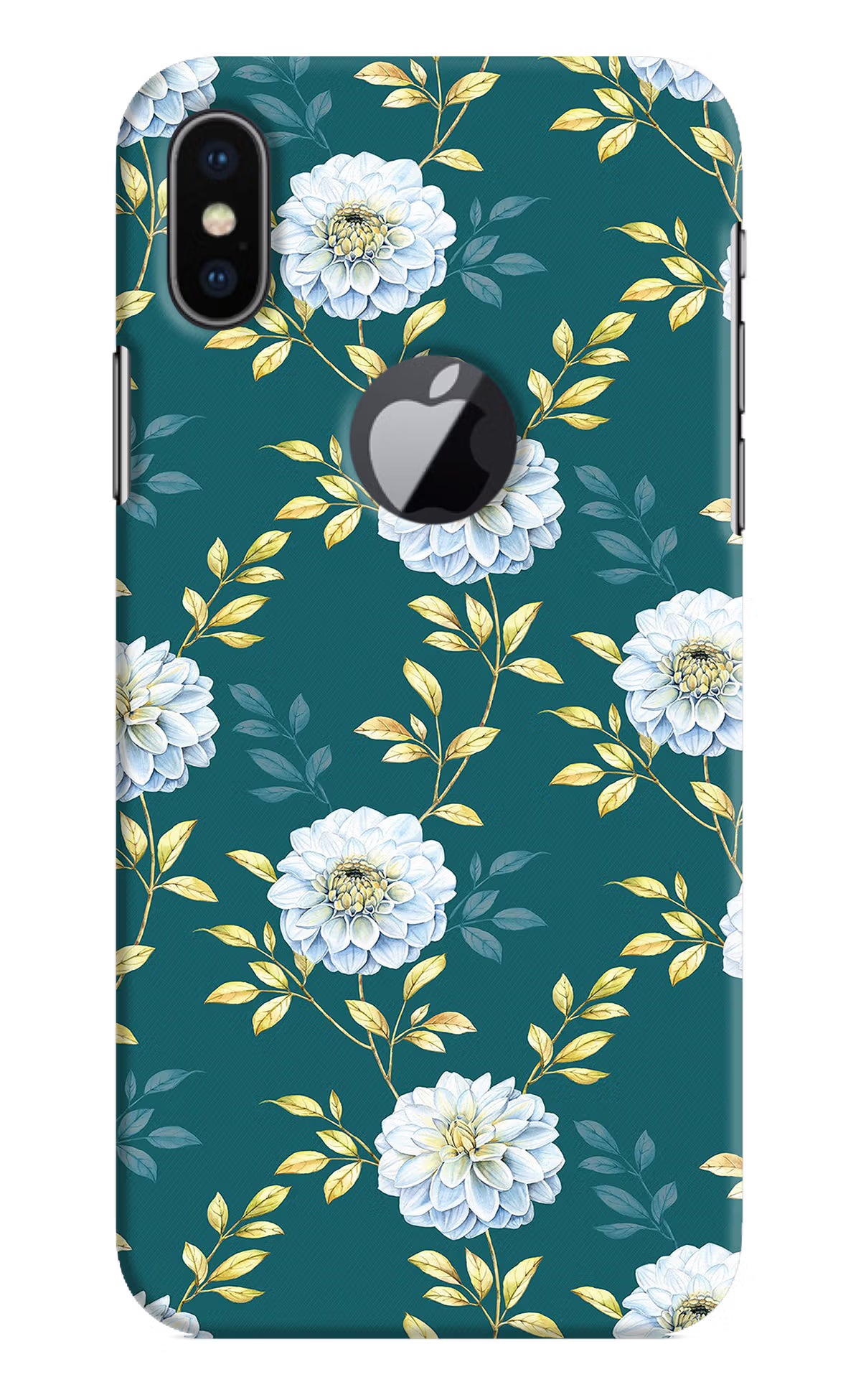 Flowers iPhone X Logocut Back Cover - Flowers iPhone X Logocut Hard Case Back Cover by Casekaro Flowers iPhone X Logocut Hard Case Back Cover by Casekaro