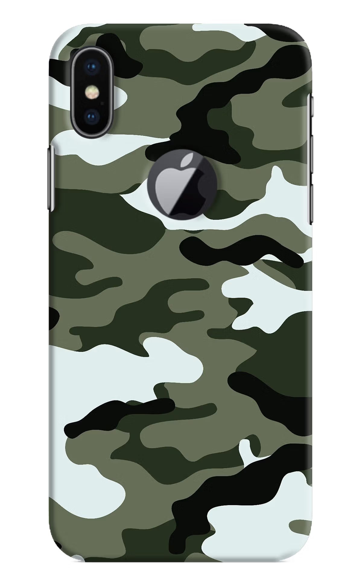 Camouflage iPhone X Logocut Back Cover - Camouflage iPhone X Logocut Hard Case Back Cover by Casekaro Camouflage iPhone X Logocut Hard Case Back Cover by Casekaro