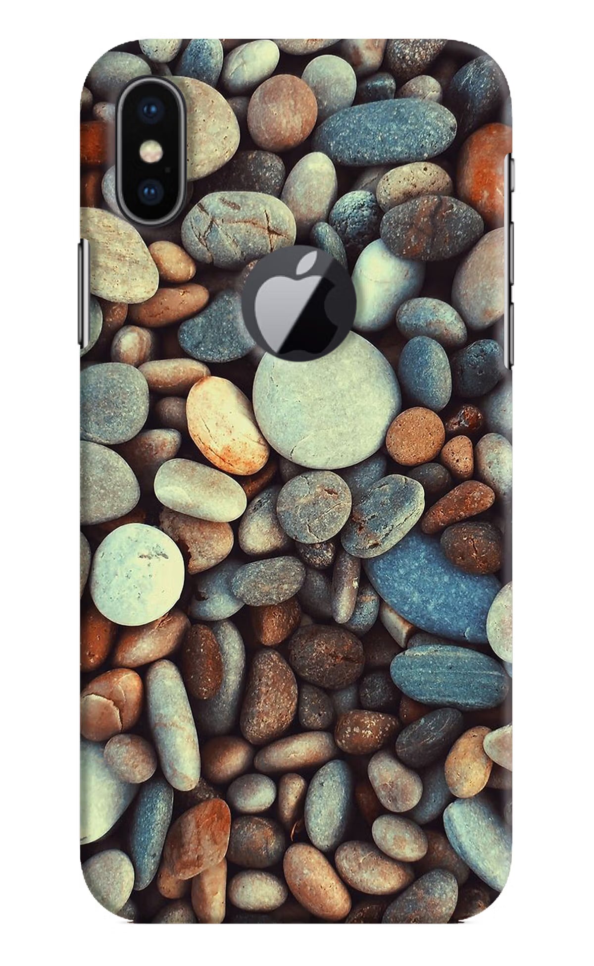 Pebble iPhone X Logocut Back Cover - Pebble iPhone X Logocut Hard Case Back Cover by Casekaro Pebble iPhone X Logocut Hard Case Back Cover by Casekaro