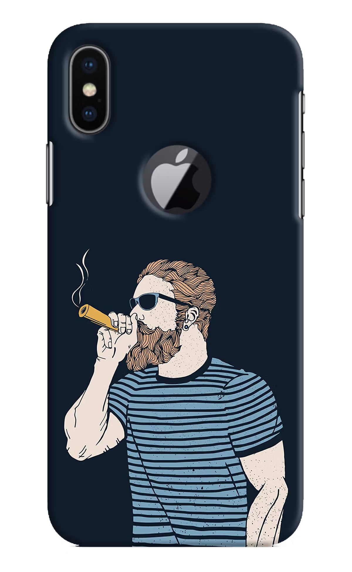 Smoking iPhone X Logocut Back Cover - Smoking iPhone X Logocut Hard Case Back Cover by Casekaro Smoking iPhone X Logocut Hard Case Back Cover by Casekaro