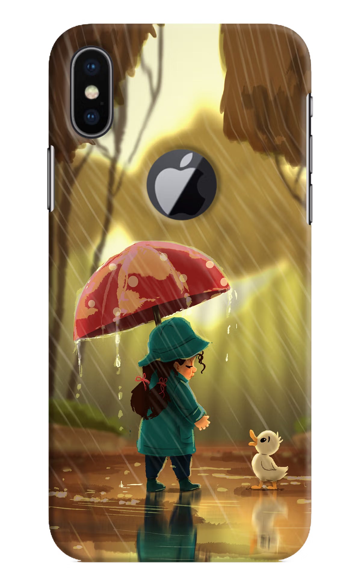 Rainy Day iPhone X Logocut Back Cover - Rainy Day iPhone X Logocut Hard Case Back Cover by Casekaro Rainy Day iPhone X Logocut Hard Case Back Cover by Casekaro
