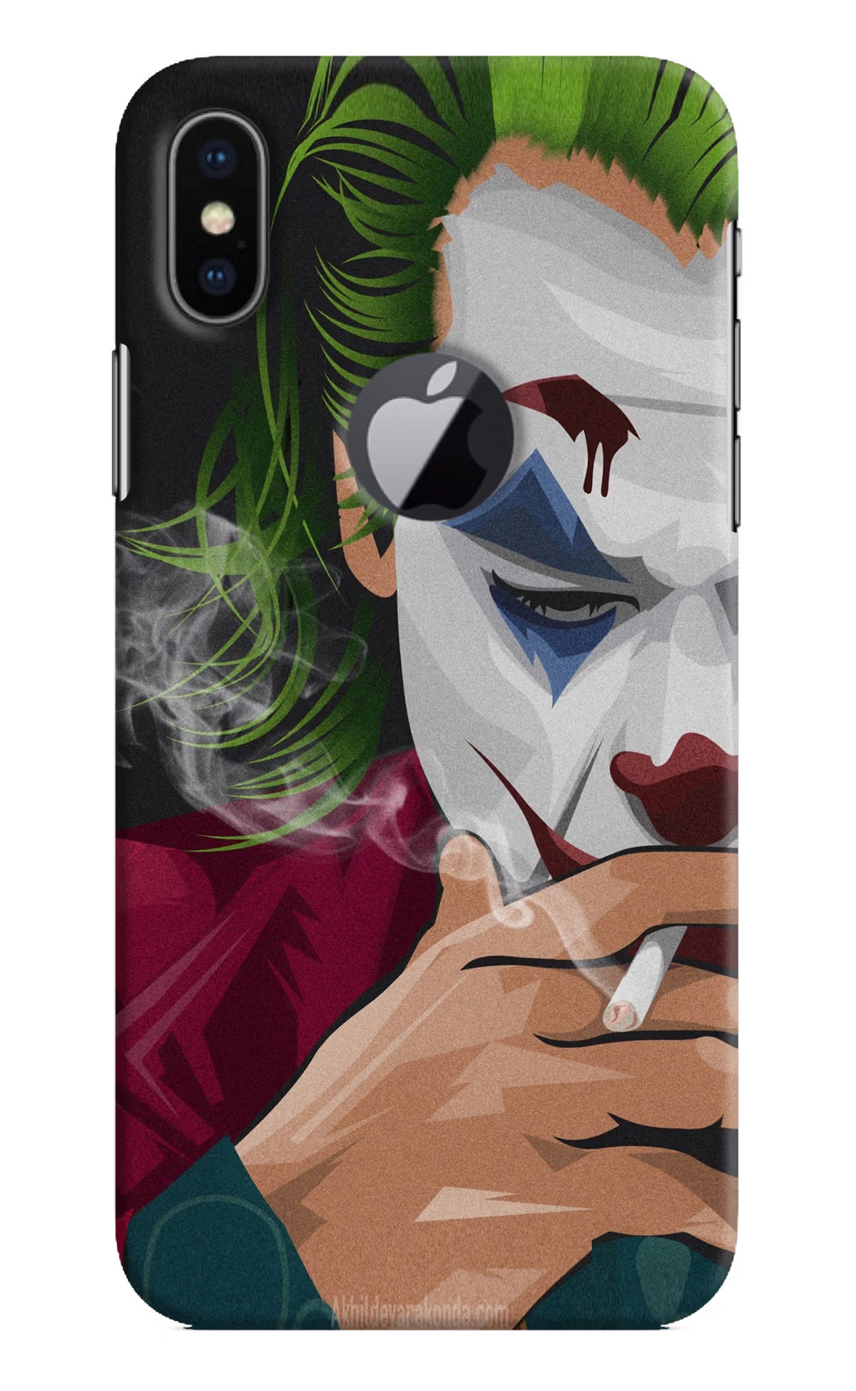 Joker Smoking iPhone X Logocut Back Cover - Joker Smoking iPhone X Logocut Hard Case Back Cover by Casekaro Joker Smoking iPhone X Logocut Hard Case Back Cover by Casekaro