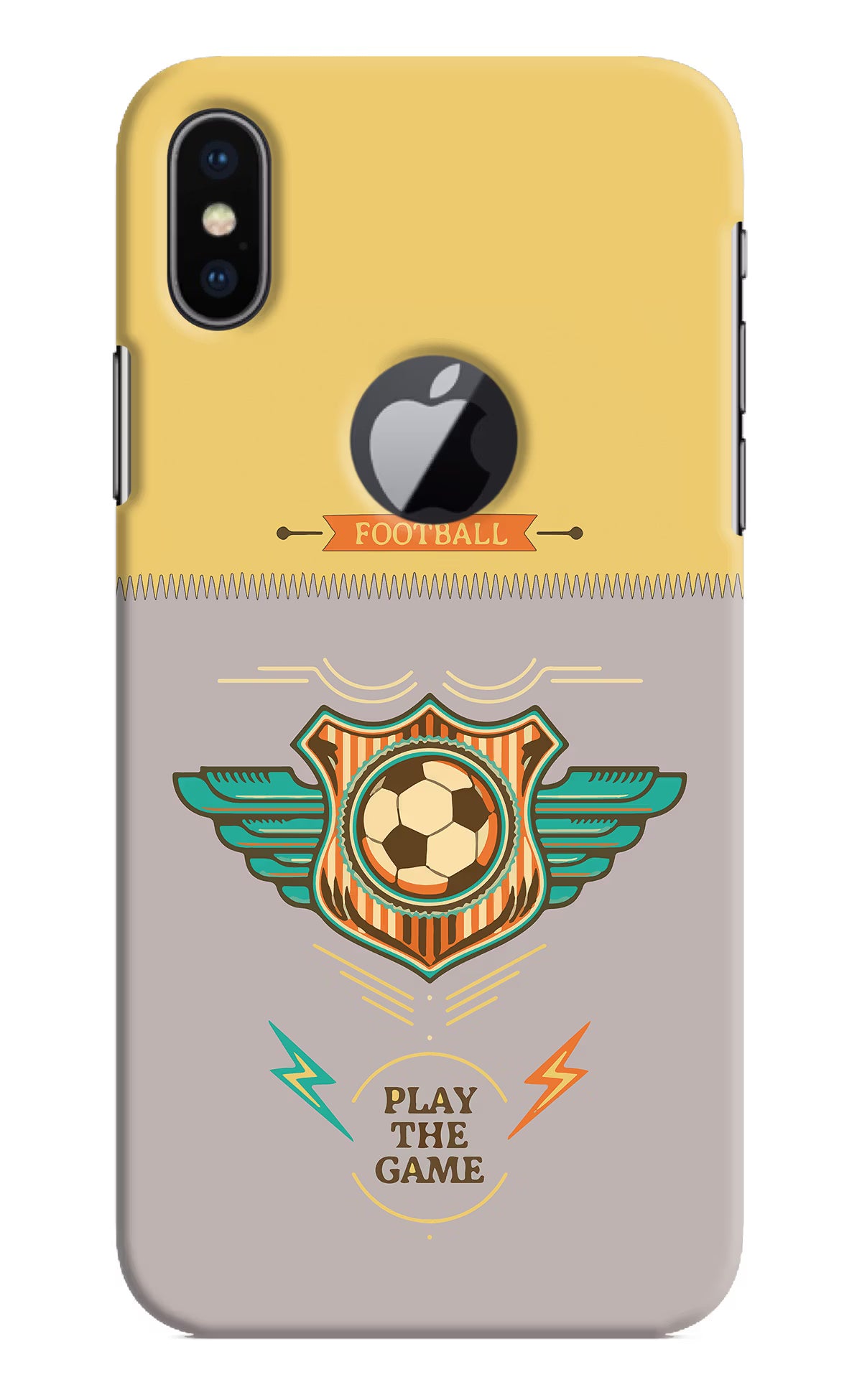 Football iPhone X Logocut Back Cover - Football iPhone X Logocut Hard Case Back Cover by Casekaro Football iPhone X Logocut Hard Case Back Cover by Casekaro