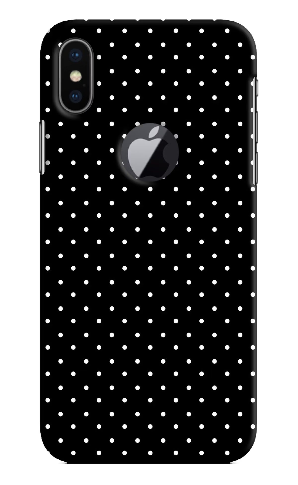 White Dots iPhone X Logocut Back Cover - White Dots iPhone X Logocut Hard Case Back Cover by Casekaro White Dots iPhone X Logocut Hard Case Back Cover by Casekaro