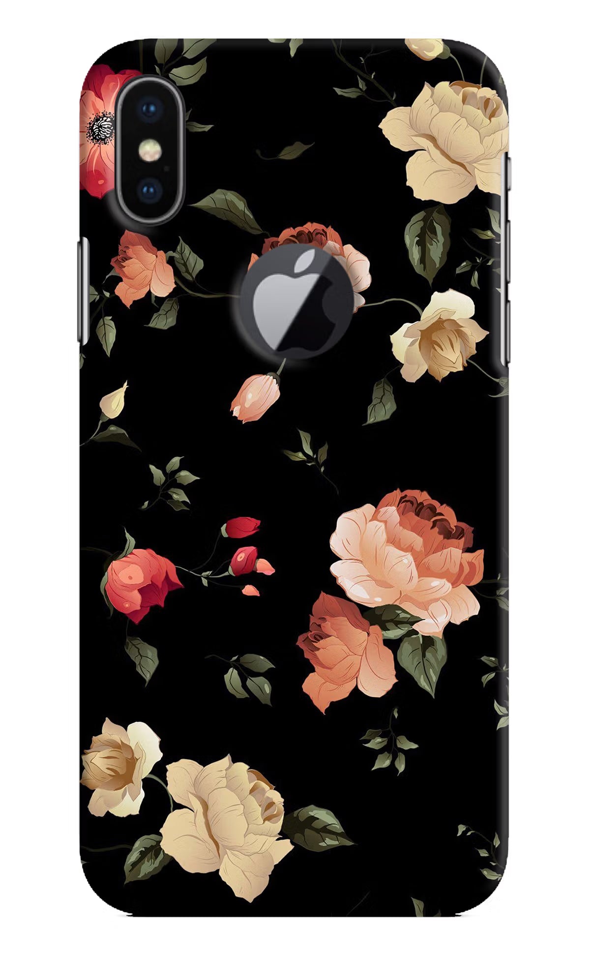 Flowers iPhone X Logocut Back Cover - Flowers iPhone X Logocut Hard Case Back Cover by Casekaro Flowers iPhone X Logocut Hard Case Back Cover by Casekaro