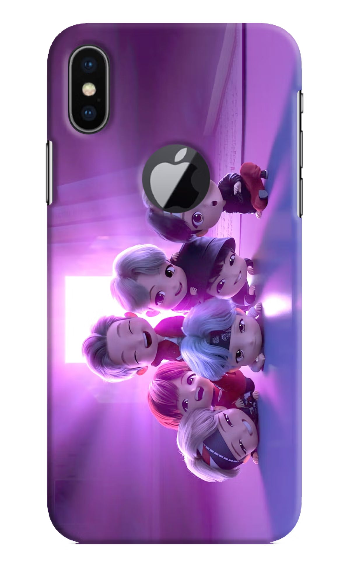 BTS Chibi iPhone X Logocut Back Cover - BTS Chibi iPhone X Logocut Hard Case Back Cover by Casekaro BTS Chibi iPhone X Logocut Hard Case Back Cover by Casekaro