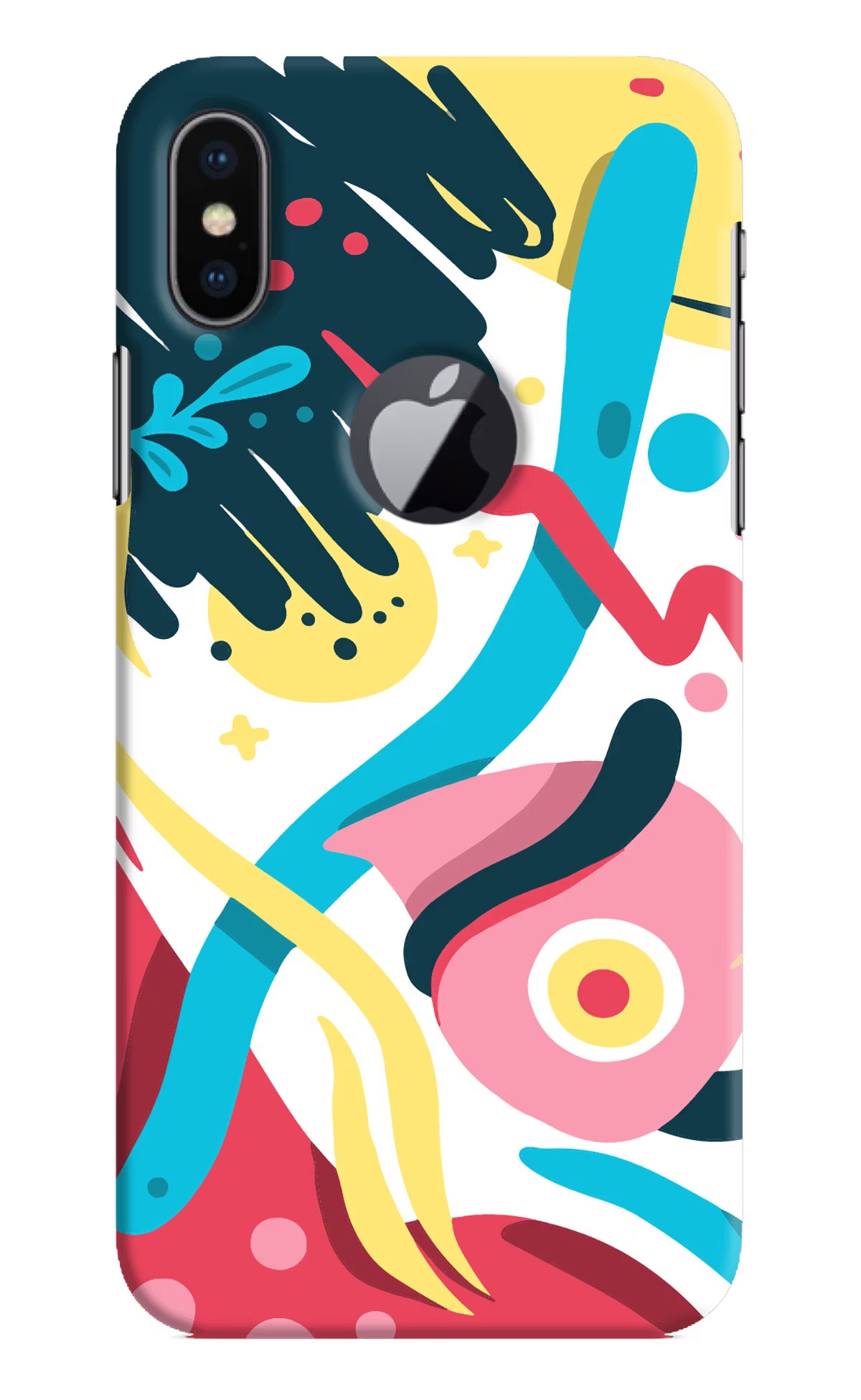 Trippy iPhone X Logocut Back Cover - Trippy iPhone X Logocut Hard Case Back Cover by Casekaro Trippy iPhone X Logocut Hard Case Back Cover by Casekaro
