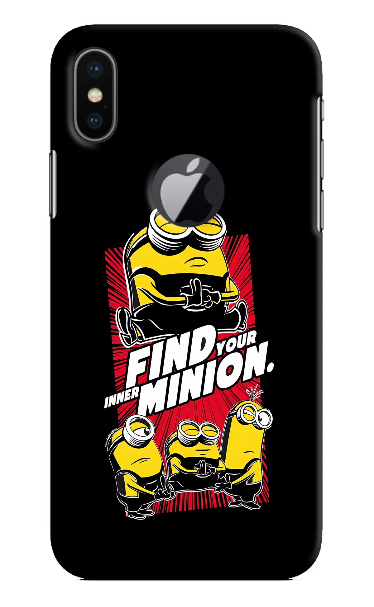 Find your inner Minion iPhone X Logocut Back Cover - Find your inner Minion iPhone X Logocut Hard Case Back Cover by Casekaro Find your inner Minion iPhone X Logocut Hard Case Back Cover by Casekaro