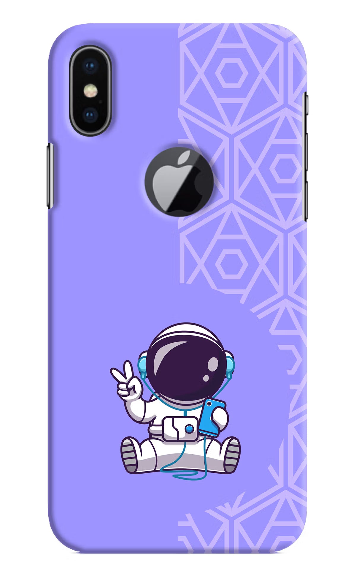 Cute Astronaut Chilling iPhone X Logocut Back Cover - Cute Astronaut Chilling iPhone X Logocut Hard Case Back Cover by Casekaro Cute Astronaut Chilling iPhone X Logocut Hard Case Back Cover by Casekaro