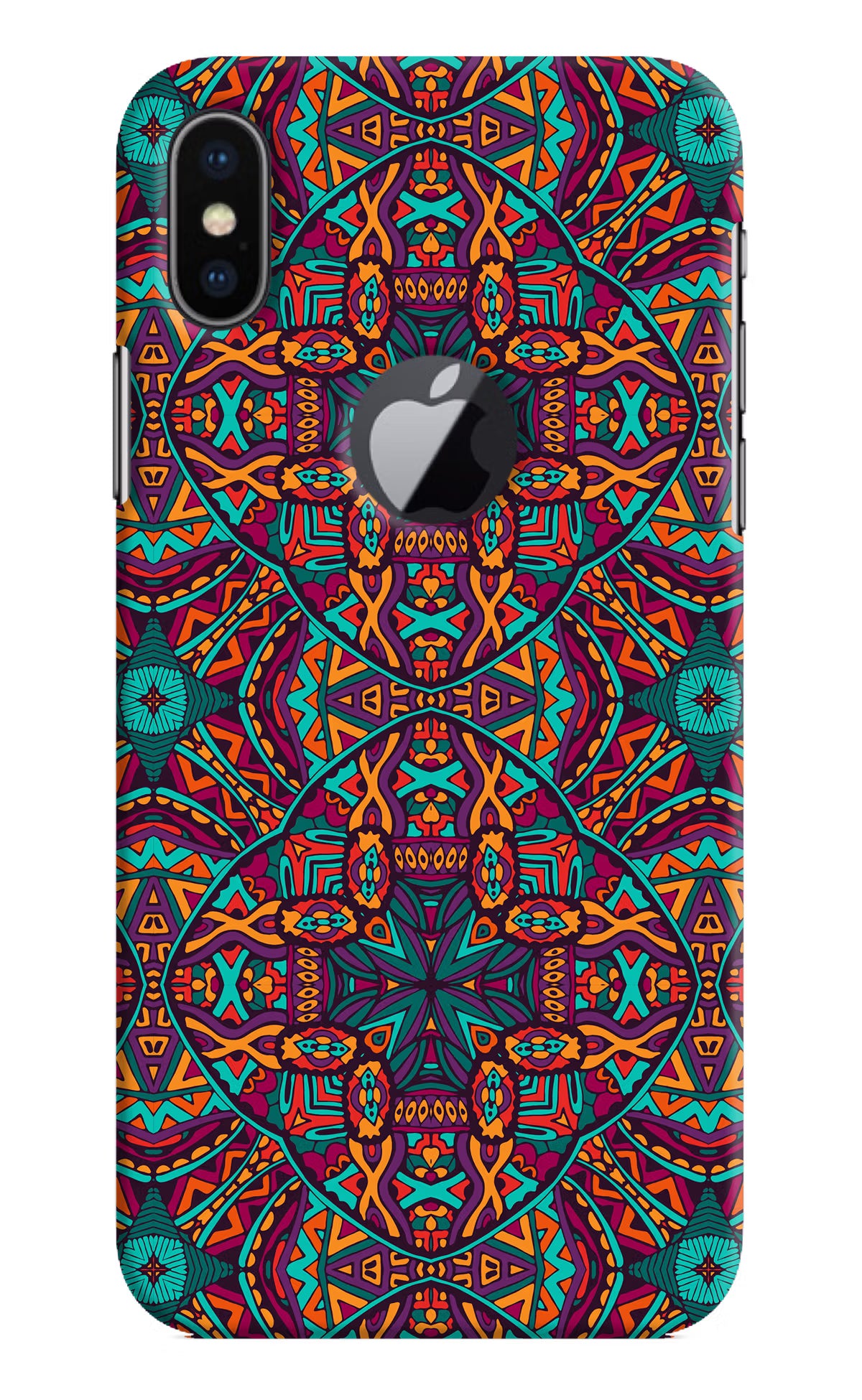 Colour Mandala iPhone X Logocut Back Cover - Colour Mandala iPhone X Logocut Hard Case Back Cover by Casekaro Colour Mandala iPhone X Logocut Hard Case Back Cover by Casekaro