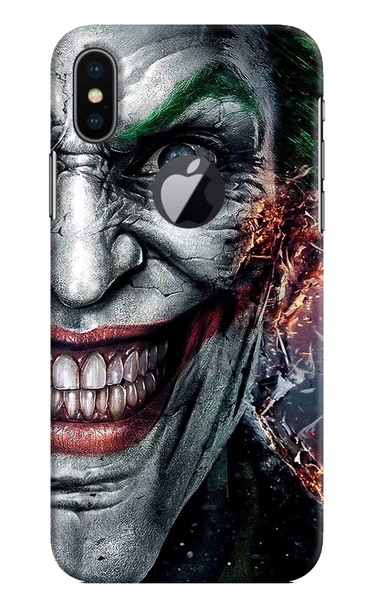 Joker Cam iPhone X Logocut Back Cover - Joker Cam iPhone X Logocut Hard Case Back Cover by Casekaro Joker Cam iPhone X Logocut Hard Case Back Cover by Casekaro