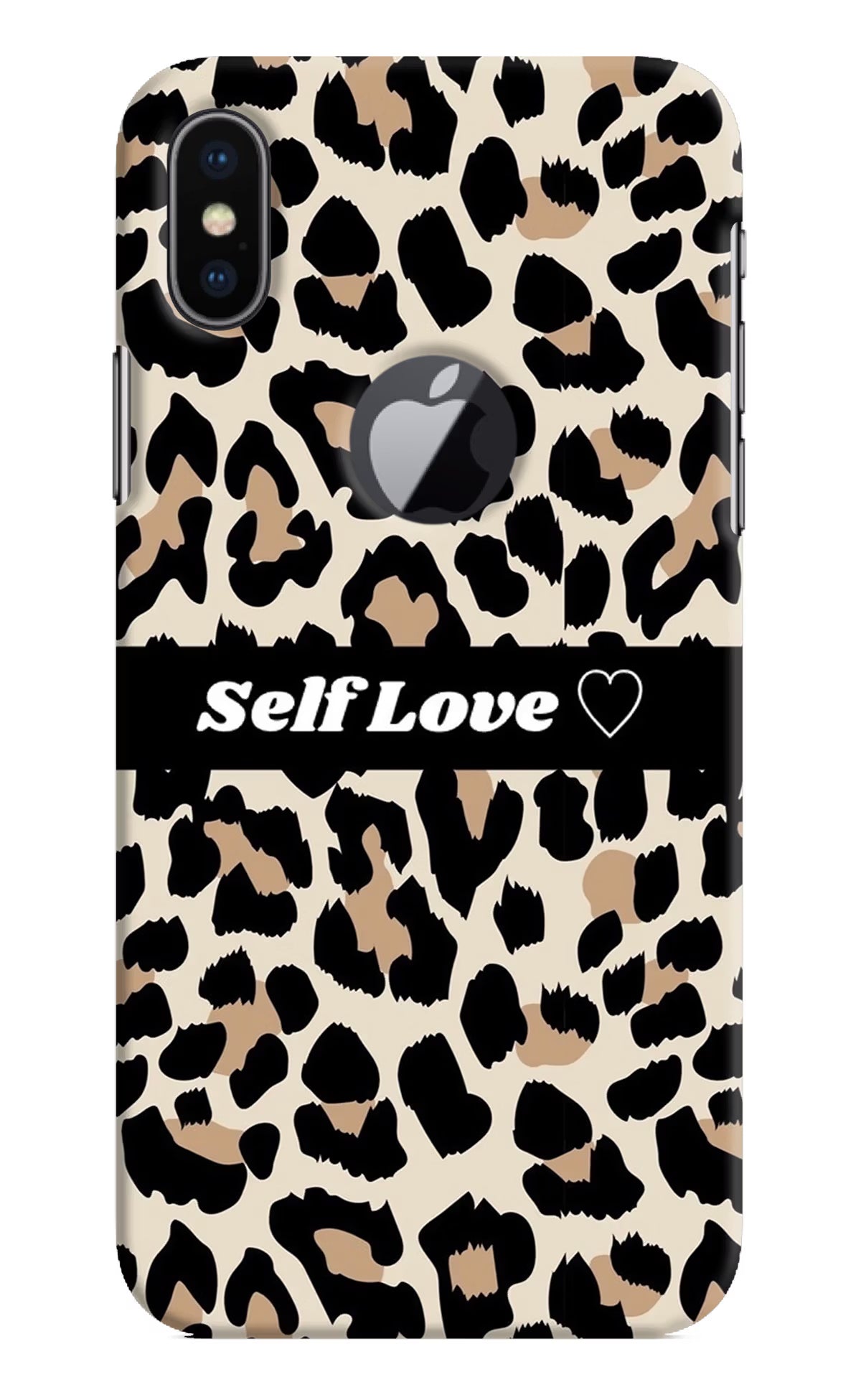 Leopard Print Self Love iPhone X Logocut Back Cover - Leopard Print Self Love iPhone X Logocut Hard Case Back Cover by Casekaro Leopard Print Self Love iPhone X Logocut Hard Case Back Cover by Casekaro