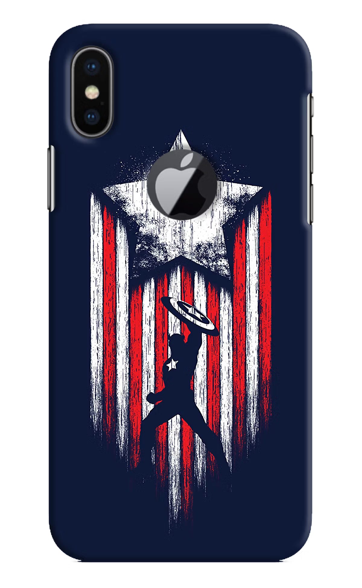 Captain America Marvel Art iPhone X Logocut Back Cover - Captain America Marvel Art iPhone X Logocut Hard Case Back Cover by Casekaro Captain America Marvel Art iPhone X Logocut Hard Case Back Cover by Casekaro
