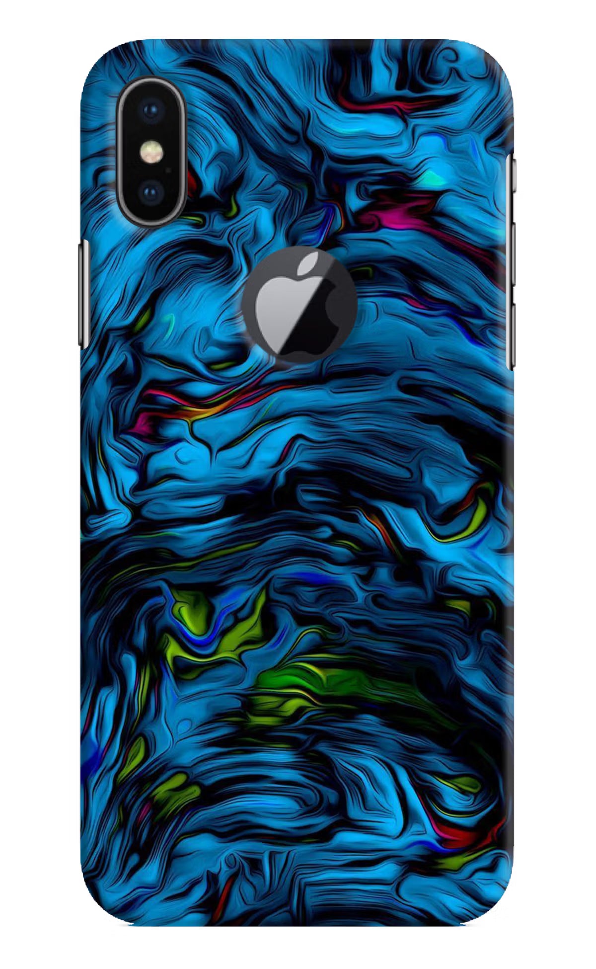 Dark Blue Abstract iPhone X Logocut Back Cover - Dark Blue Abstract iPhone X Logocut Hard Case Back Cover by Casekaro Dark Blue Abstract iPhone X Logocut Hard Case Back Cover by Casekaro