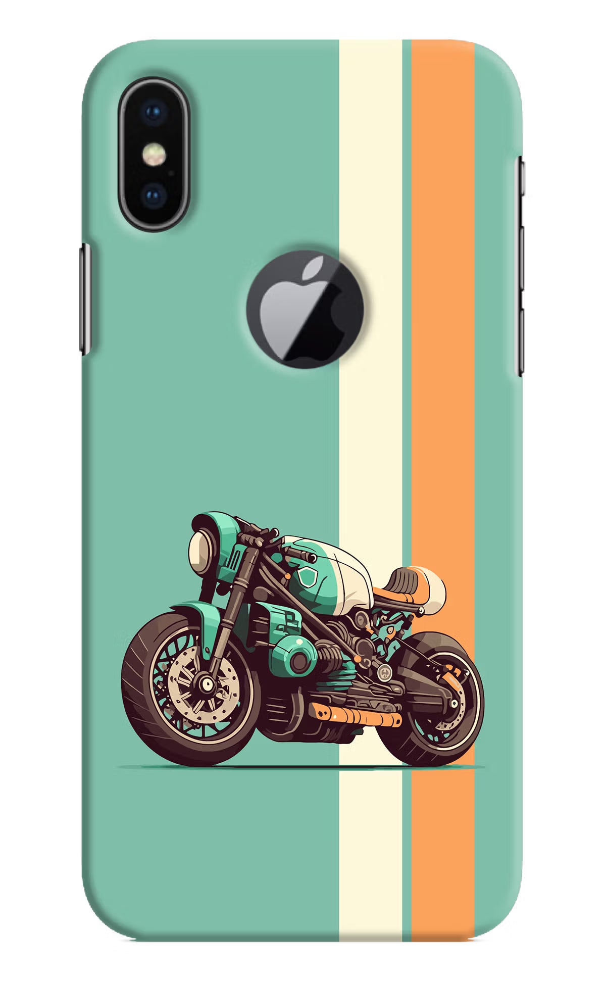 Striped Moto Drift iPhone X Logocut Back Cover - Striped Moto Drift iPhone X Logocut Hard Case Back Cover by Casekaro Striped Moto Drift iPhone X Logocut Hard Case Back Cover by Casekaro