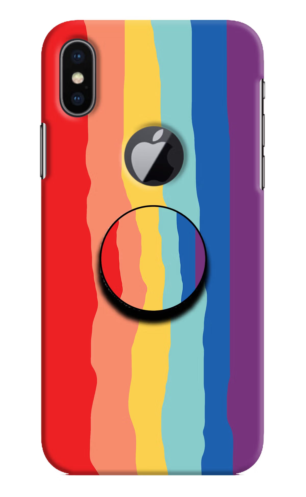 Rainbow iPhone X Logocut Pop Case - Rainbow iPhone X Logocut Pop Case by Casekaro Rainbow iPhone X Logocut Pop Case by Casekaro