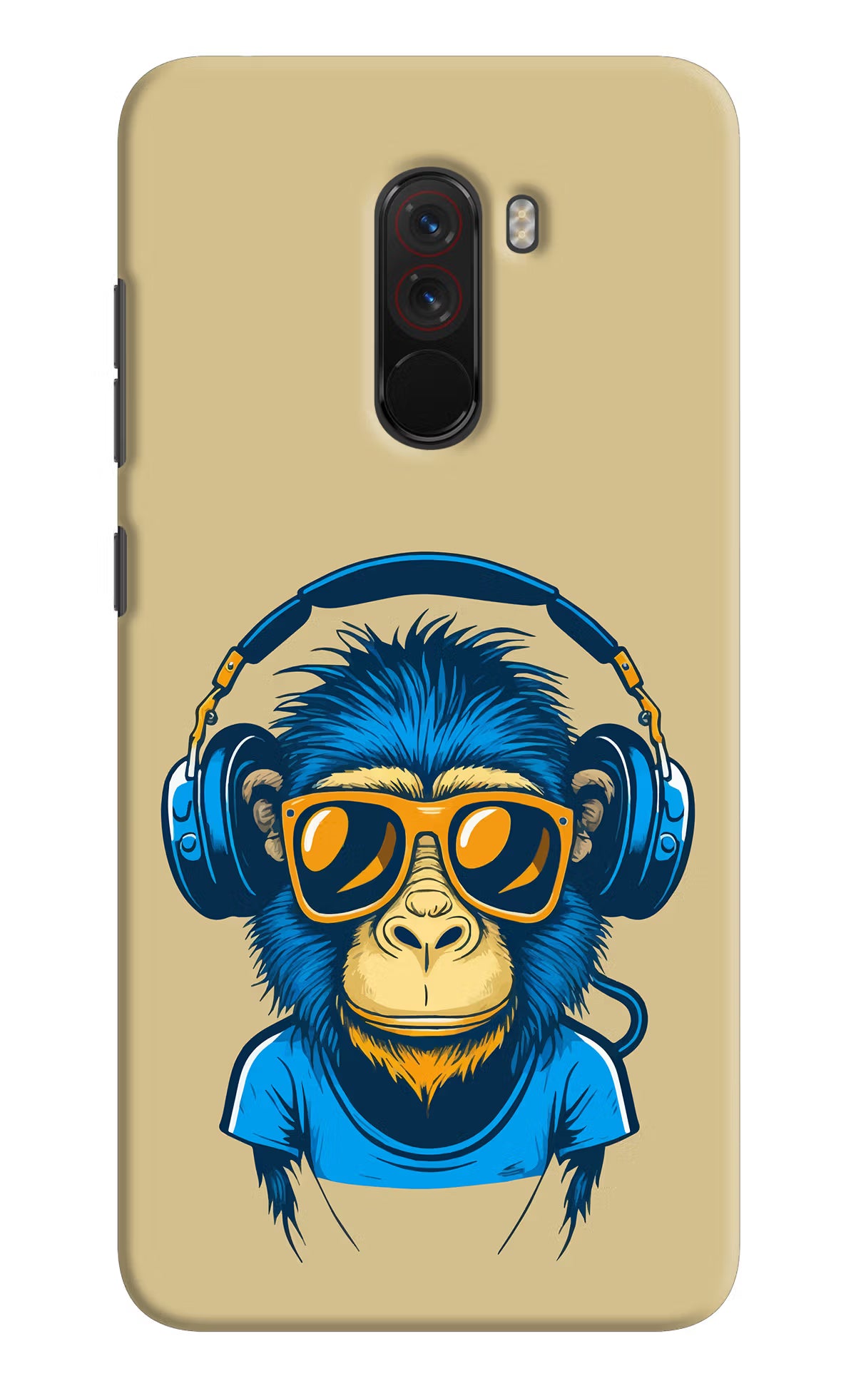 Monkey Headphone Poco F1 Back Cover - Monkey Headphone Poco F1 Hard Case Back Cover by Casekaro Monkey Headphone Poco F1 Hard Case Back Cover by Casekaro