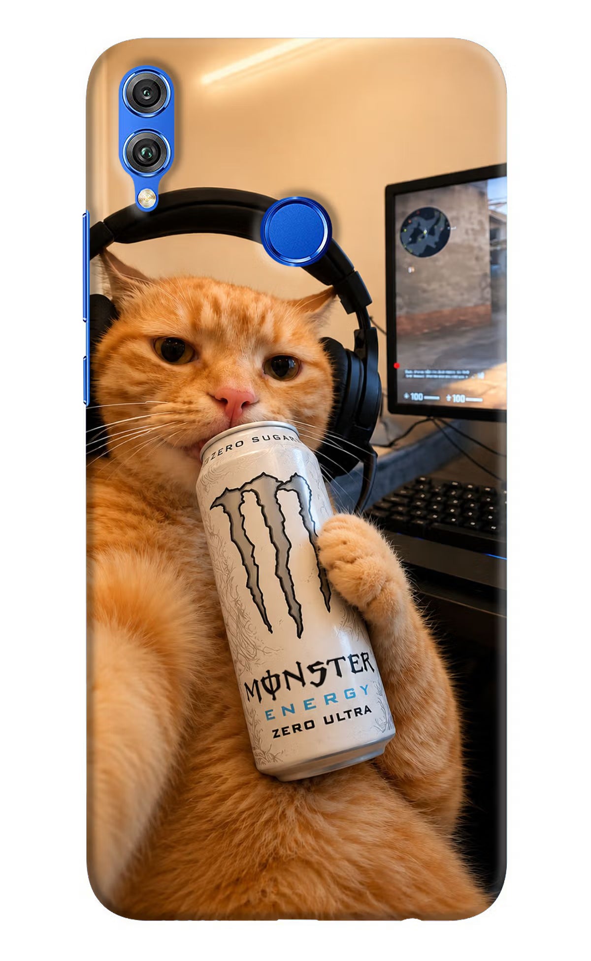 Gamer Cat Energy Honor 8X Back Cover - Gamer Cat Energy Honor 8X Back Cover Gamer Cat Energy Honor 8X Back Cover