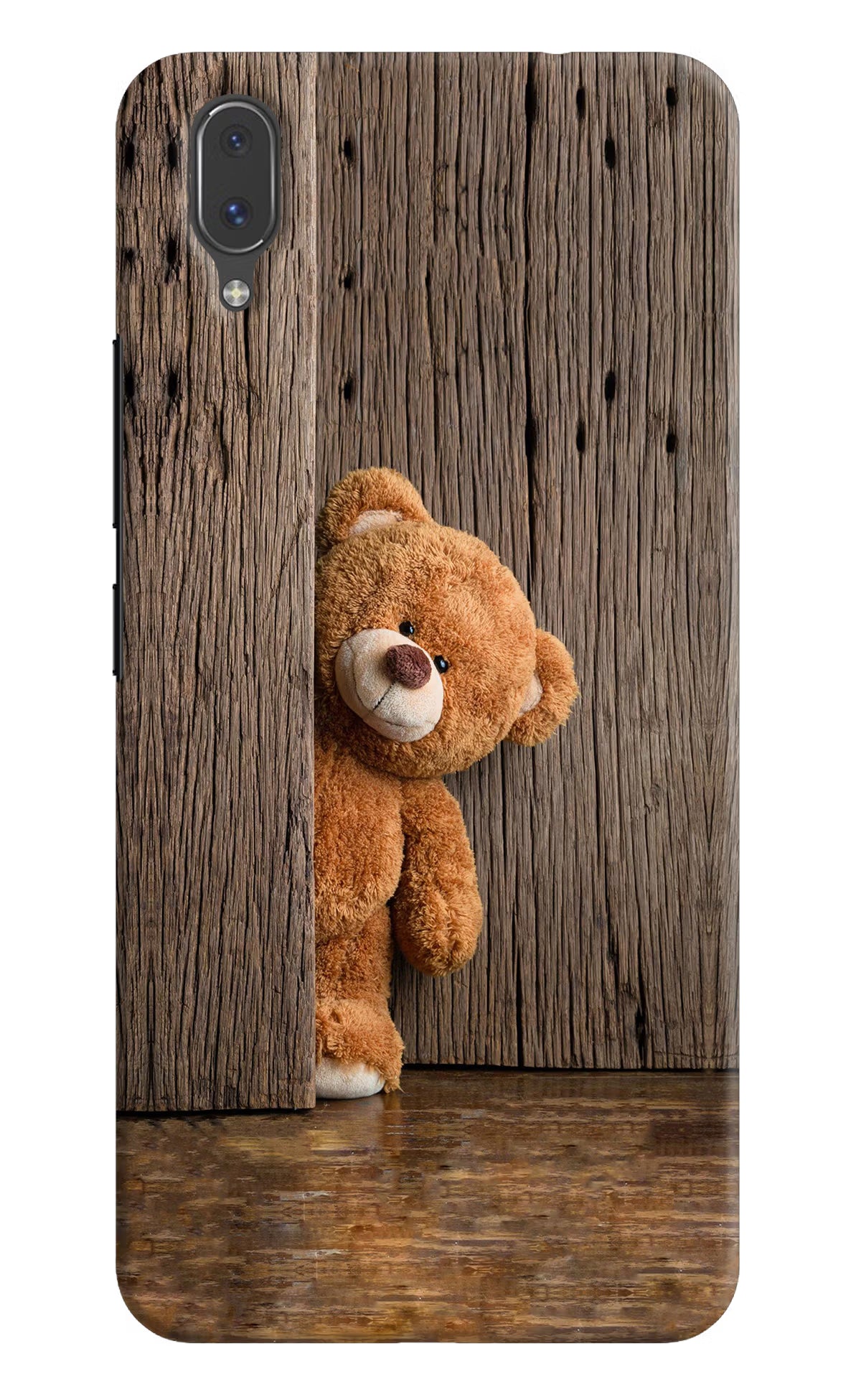Teddy Wooden Vivo X21 Back Cover - Teddy Wooden Vivo X21 Hard Case Back Cover by Casekaro Teddy Wooden Vivo X21 Hard Case Back Cover by Casekaro