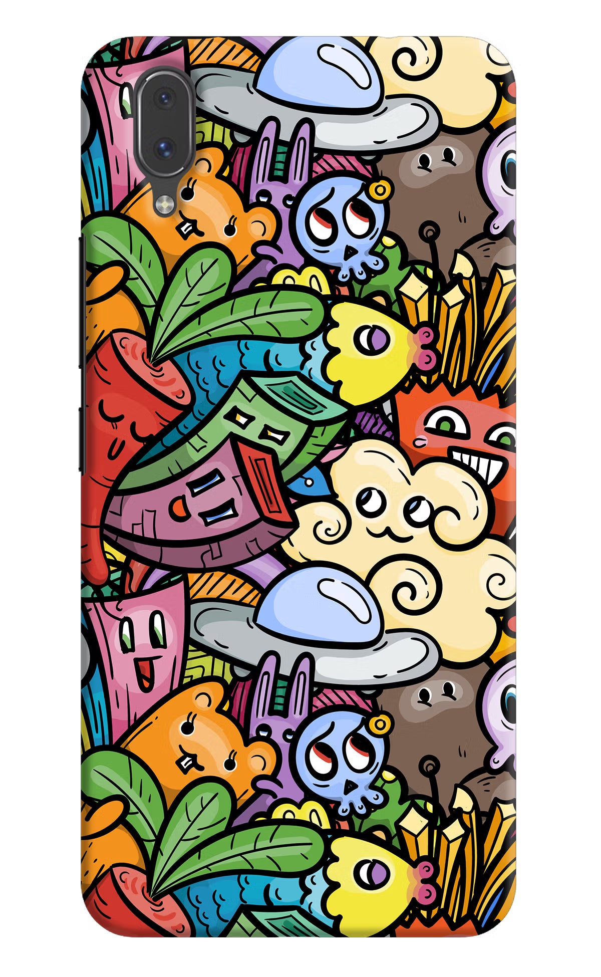 Veggie Doodle Vivo X21 Back Cover - Veggie Doodle Vivo X21 Hard Case Back Cover by Casekaro Veggie Doodle Vivo X21 Hard Case Back Cover by Casekaro