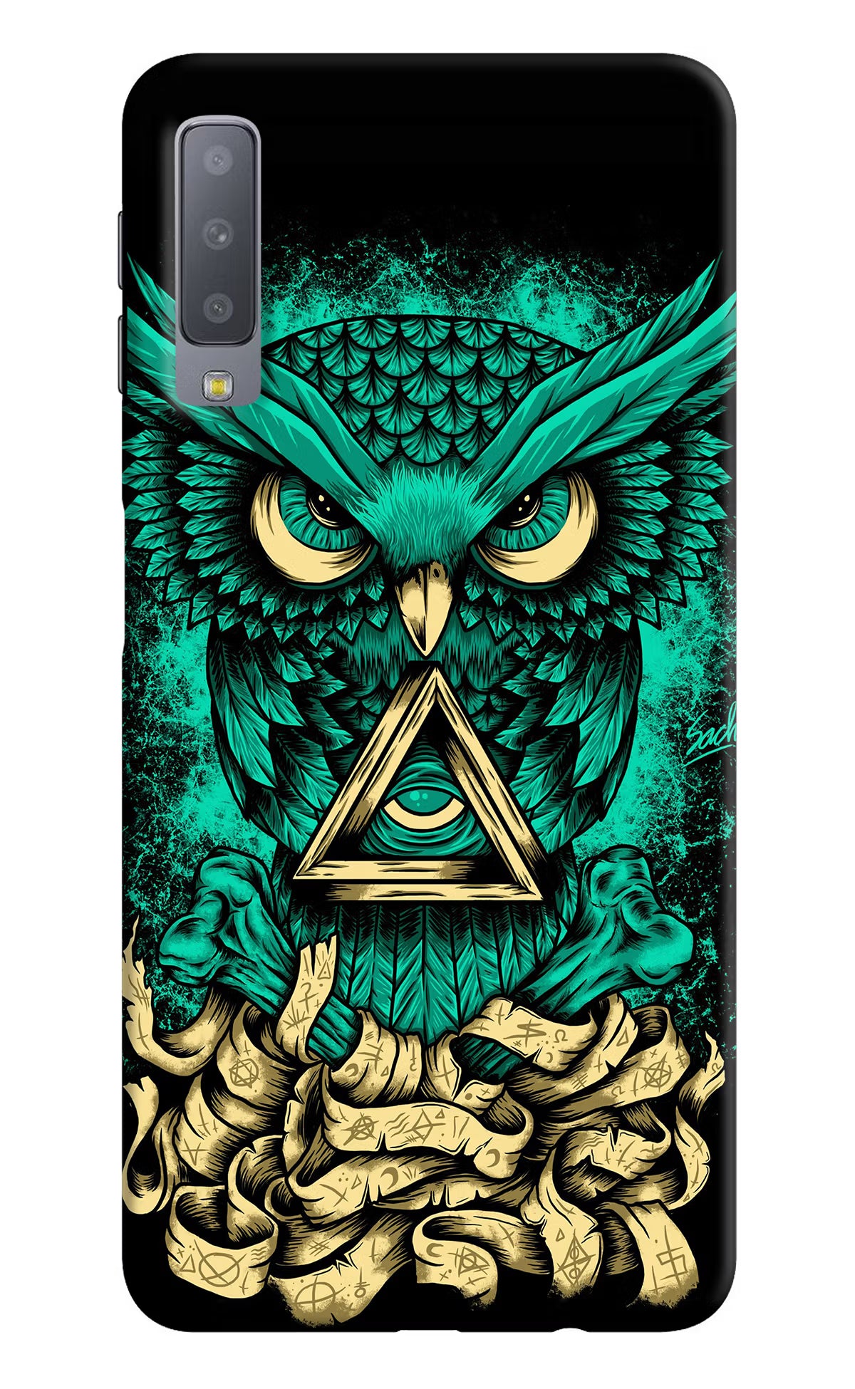 Green Owl Samsung A7 Back Cover - Green Owl Samsung A7 Hard Case Back Cover by Casekaro Green Owl Samsung A7 Hard Case Back Cover by Casekaro