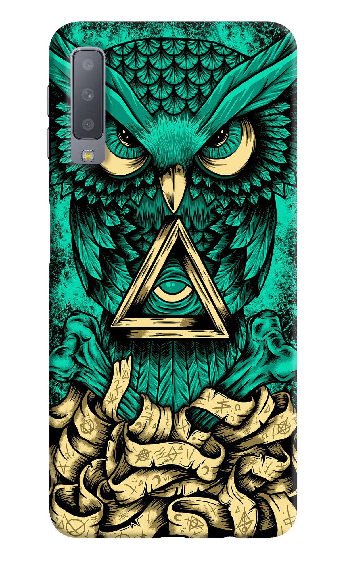 Green Owl Samsung A7 Back Cover - Green Owl Samsung A7 Hard Case Back Cover by Casekaro Green Owl Samsung A7 Hard Case Back Cover by Casekaro
