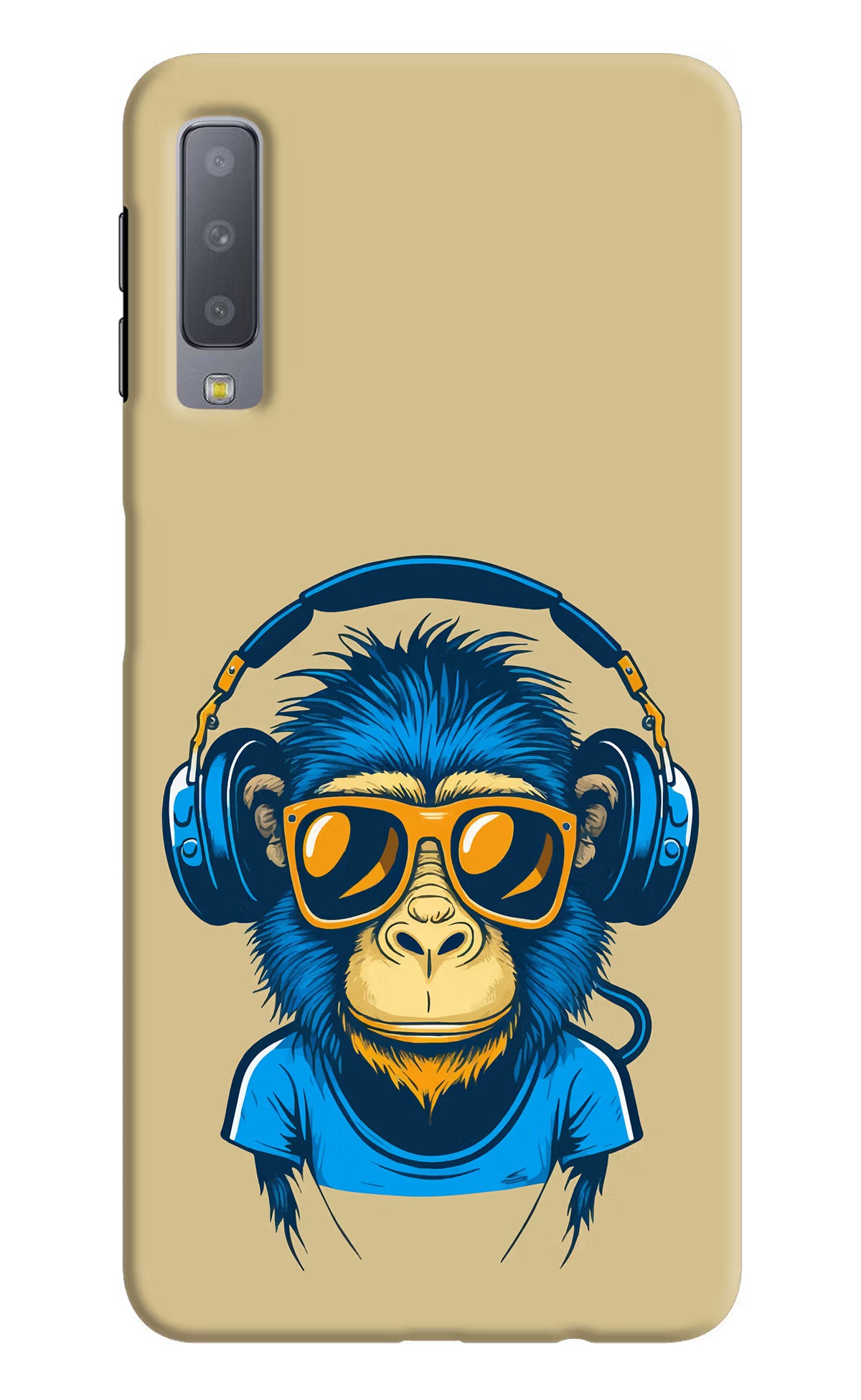Monkey Headphone Samsung A7 Back Cover - Monkey Headphone Samsung A7 Hard Case Back Cover by Casekaro Monkey Headphone Samsung A7 Hard Case Back Cover by Casekaro