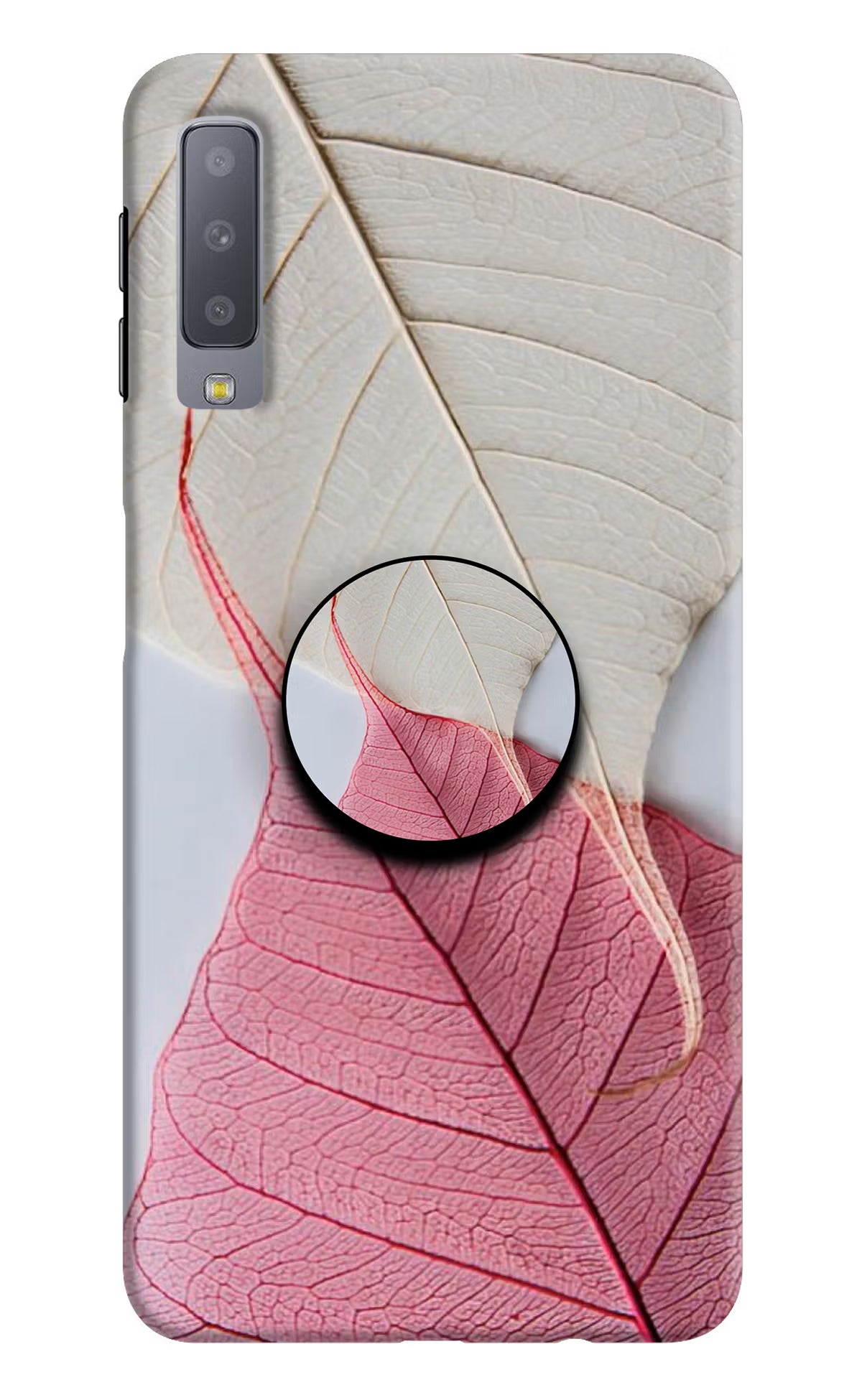 White Pink Leaf Samsung A7 Pop Case - White Pink Leaf Samsung A7 Pop Case by Casekaro White Pink Leaf Samsung A7 Pop Case by Casekaro
